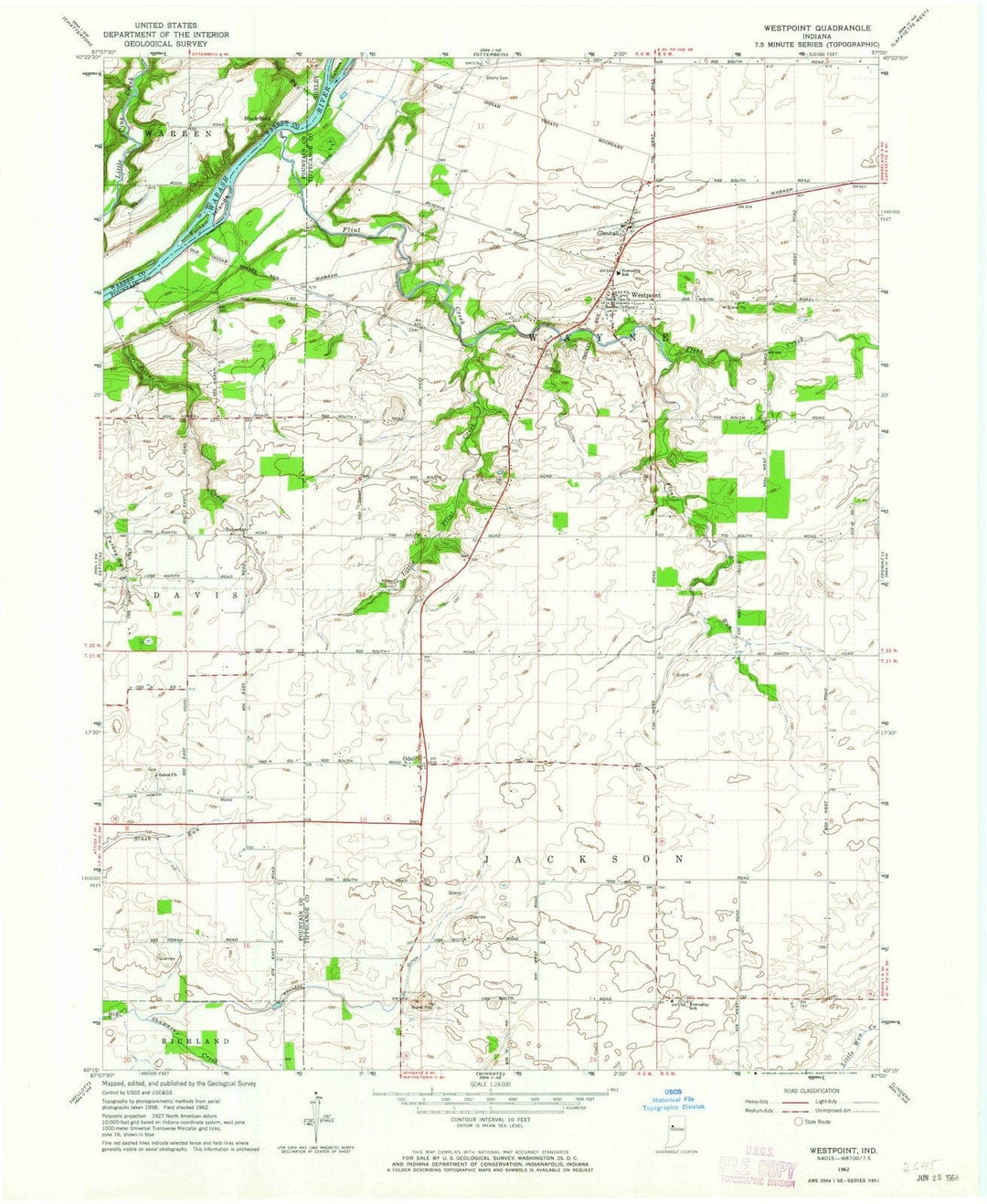 1962 Westpoint, in - Indiana - USGS Topographic Map