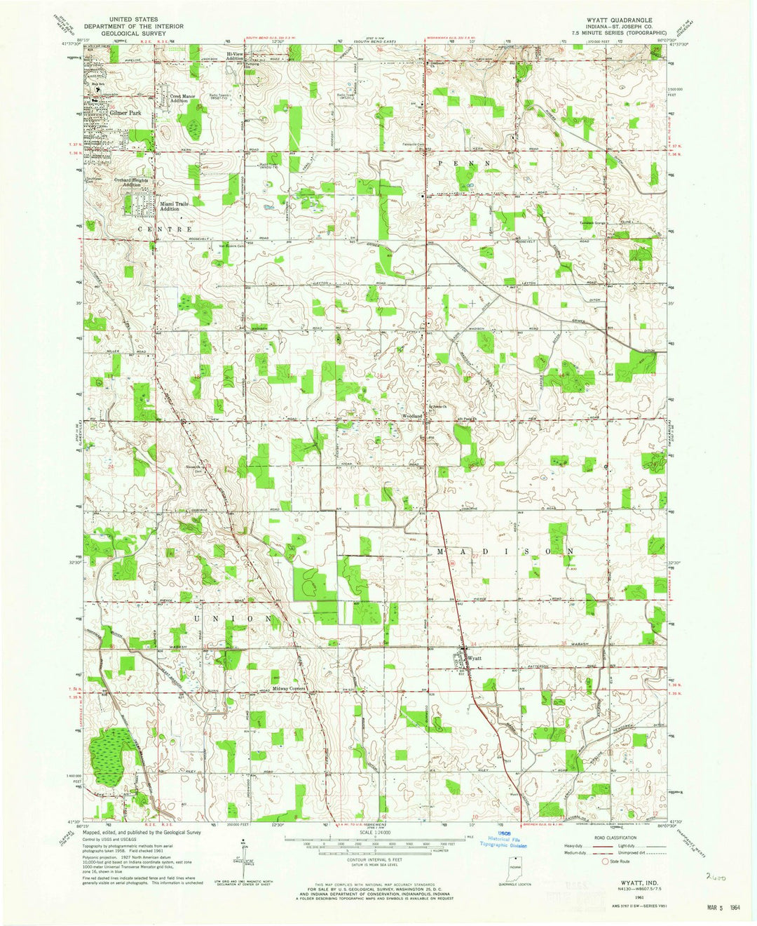 1961 Wyatt, in - Indiana - USGS Topographic Map
