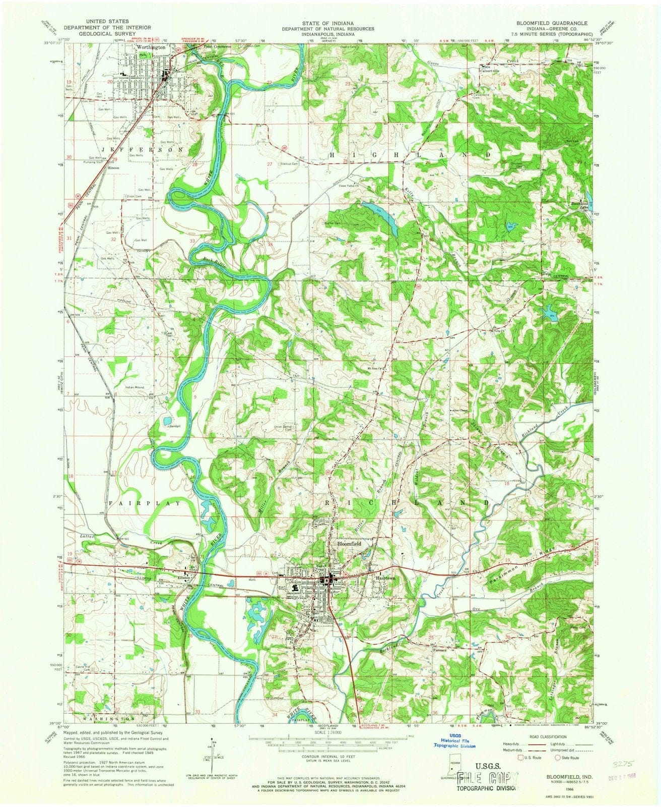 1908 Bloomfield, in - Indiana - USGS Topographic Map