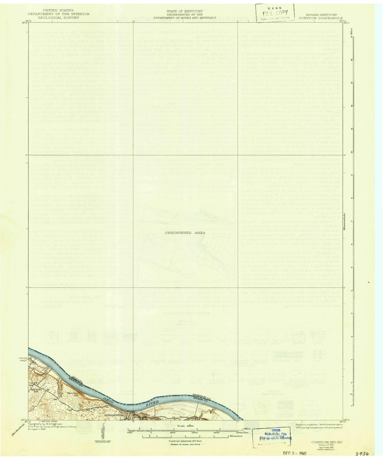 1931 Corydon, in - Indiana - USGS Topographic Map - Historic Pictoric