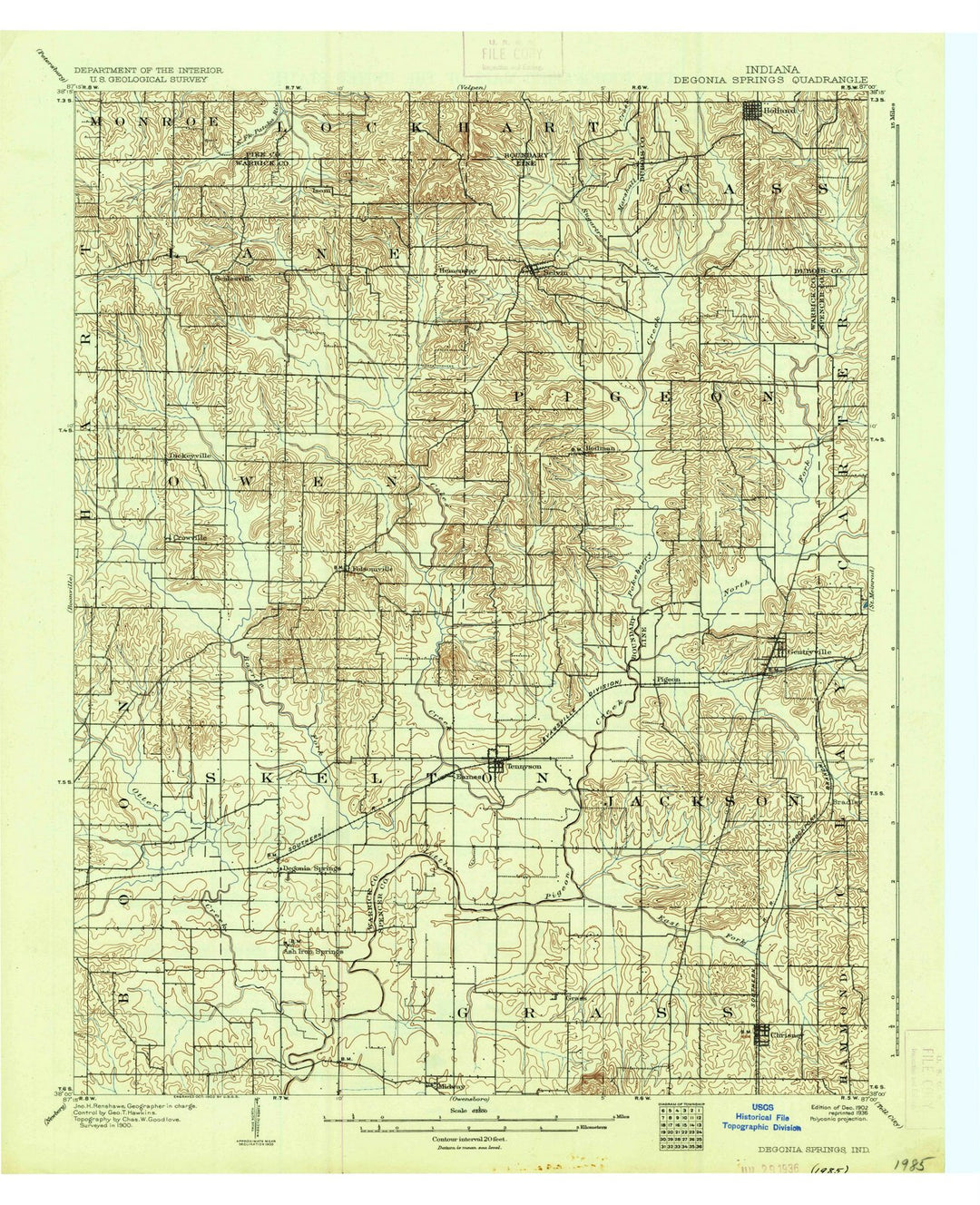 1902 Degonia Springs, in - Indiana - USGS Topographic Map