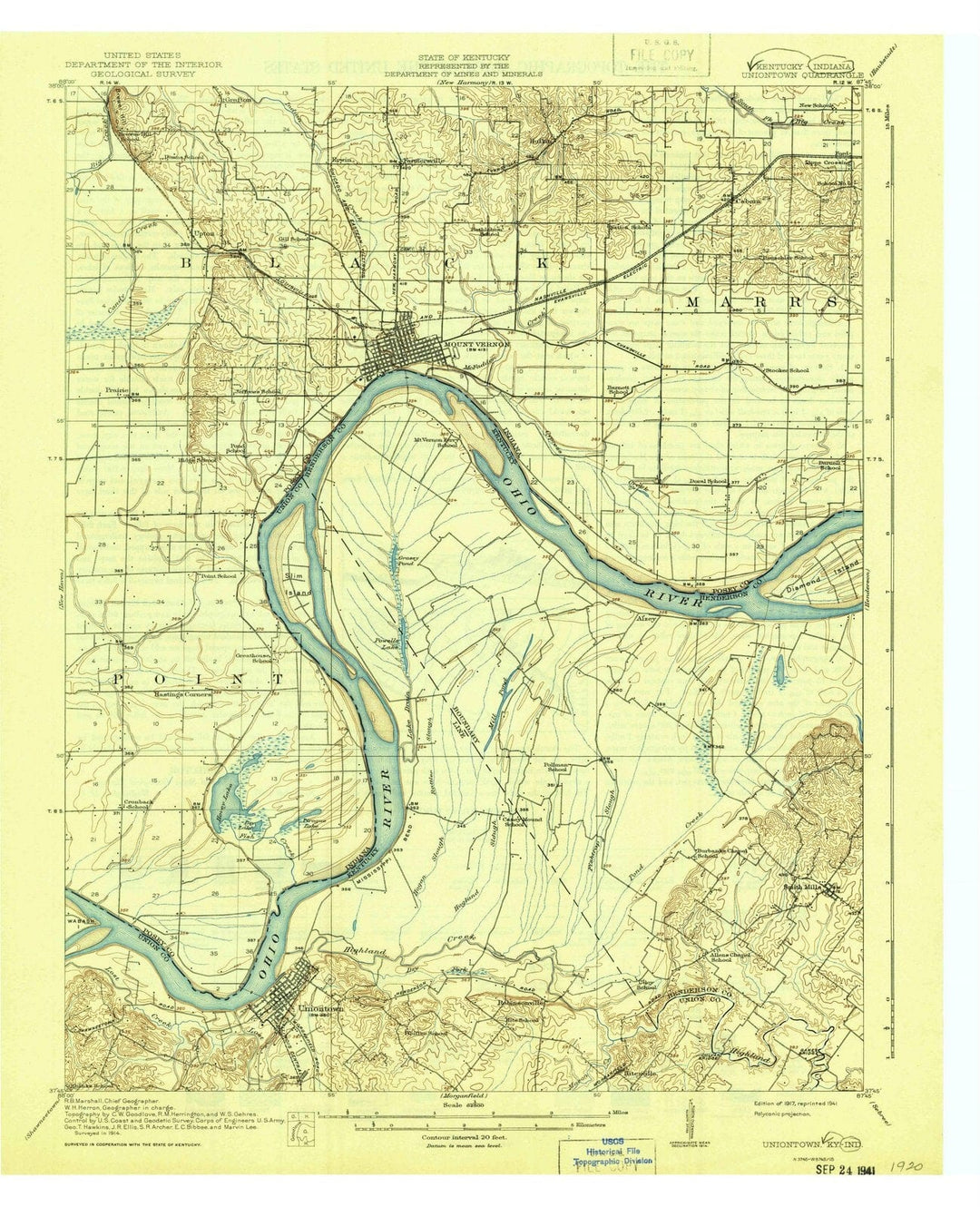1917 Uniontown, KY - Kentucky - USGS Topographic Map