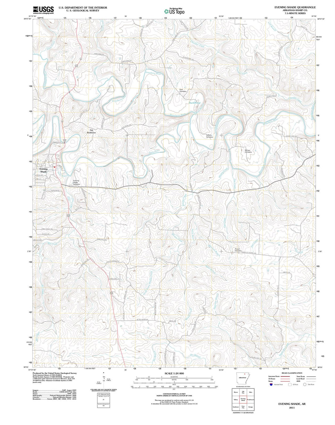 2011 Evening Shade, AR - Arkansas - USGS Topographic Map