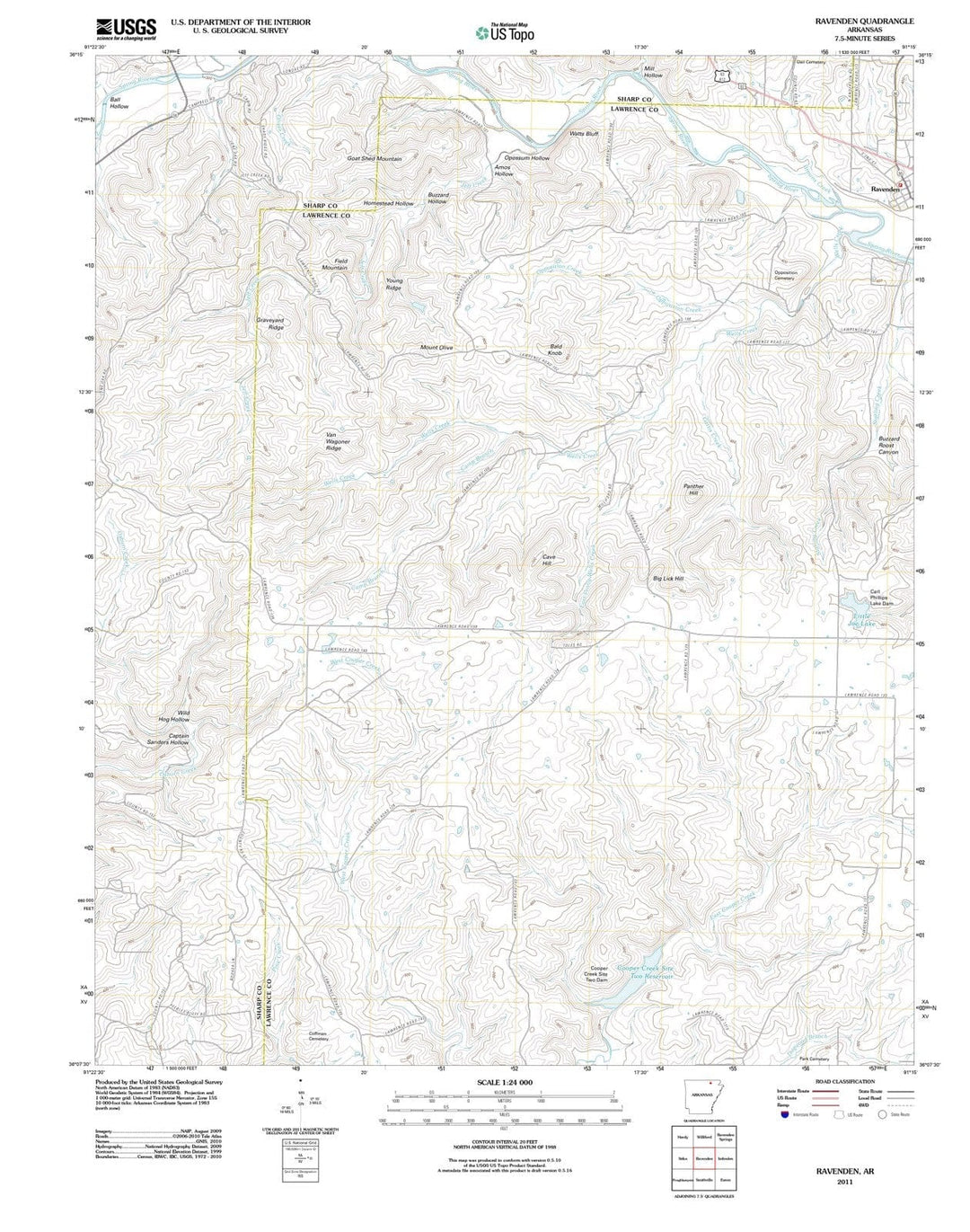 2011 Ravenden, AR - Arkansas - USGS Topographic Map