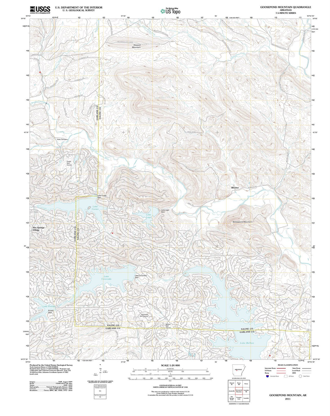 2011 Goosepond Mountain, AR - Arkansas - USGS Topographic Map
