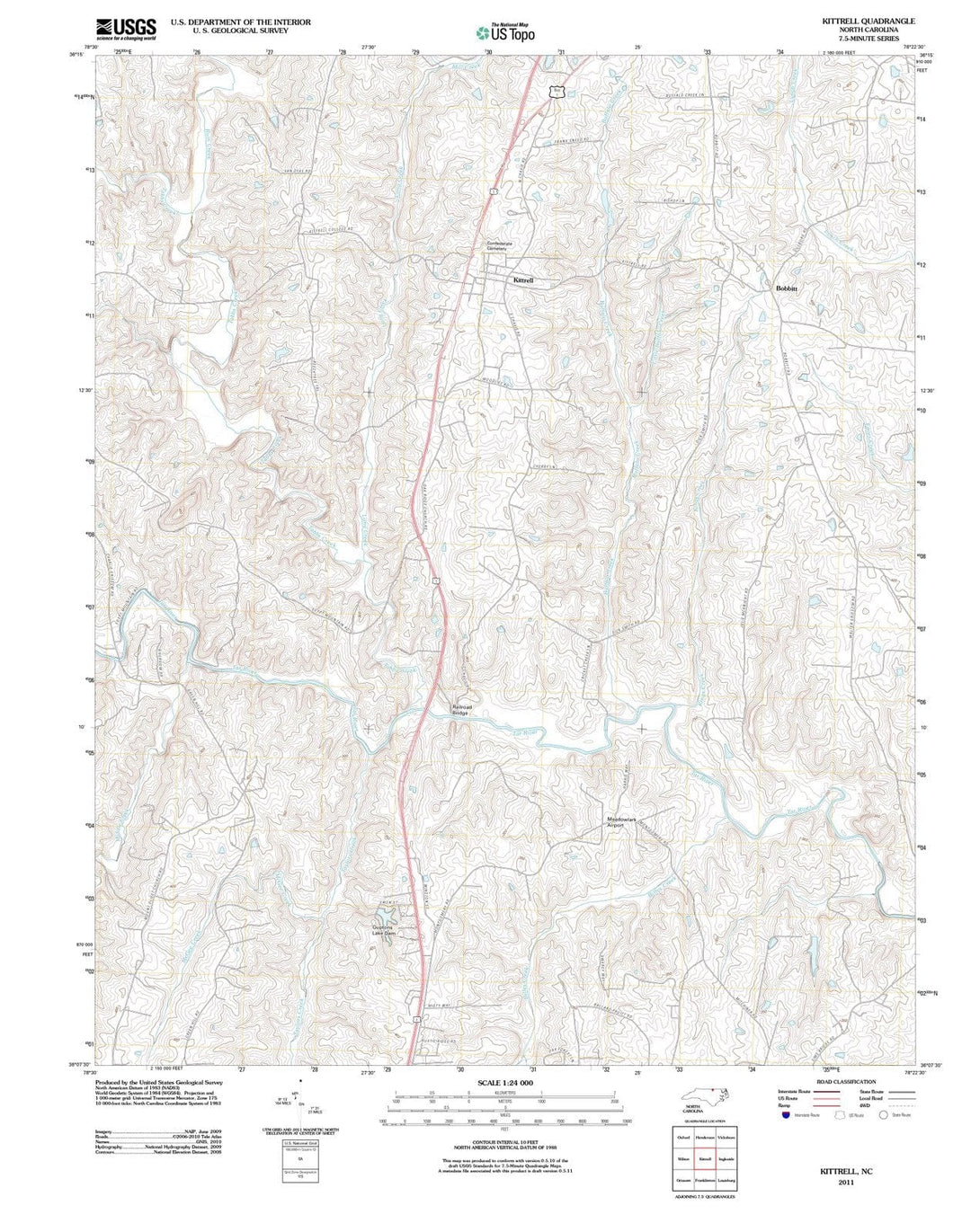 2011 Kittrell, NC - North Carolina - USGS Topographic Map