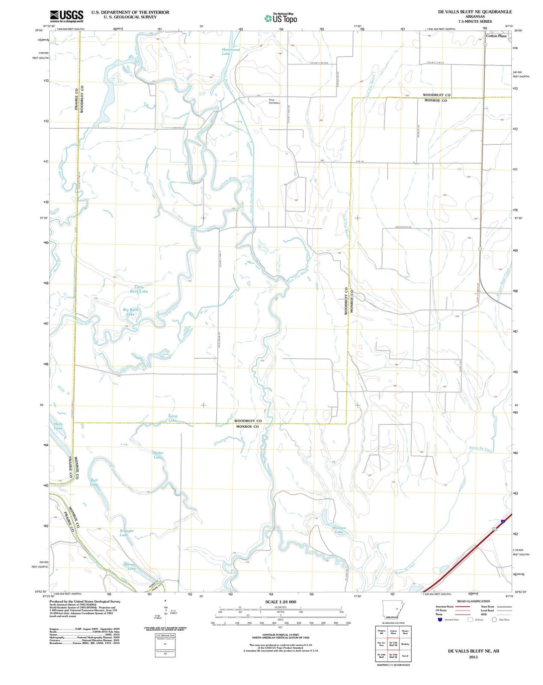 2011 De Valls Bluff, AR - Arkansas - USGS Topographic Map