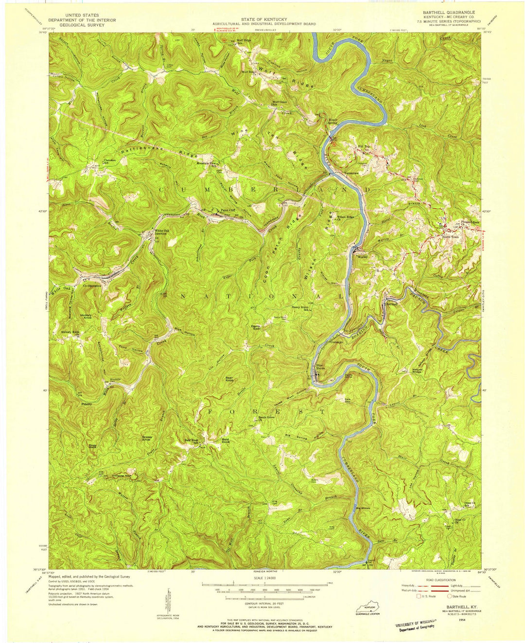 1954 Barthell, KY - Kentucky - USGS Topographic Map