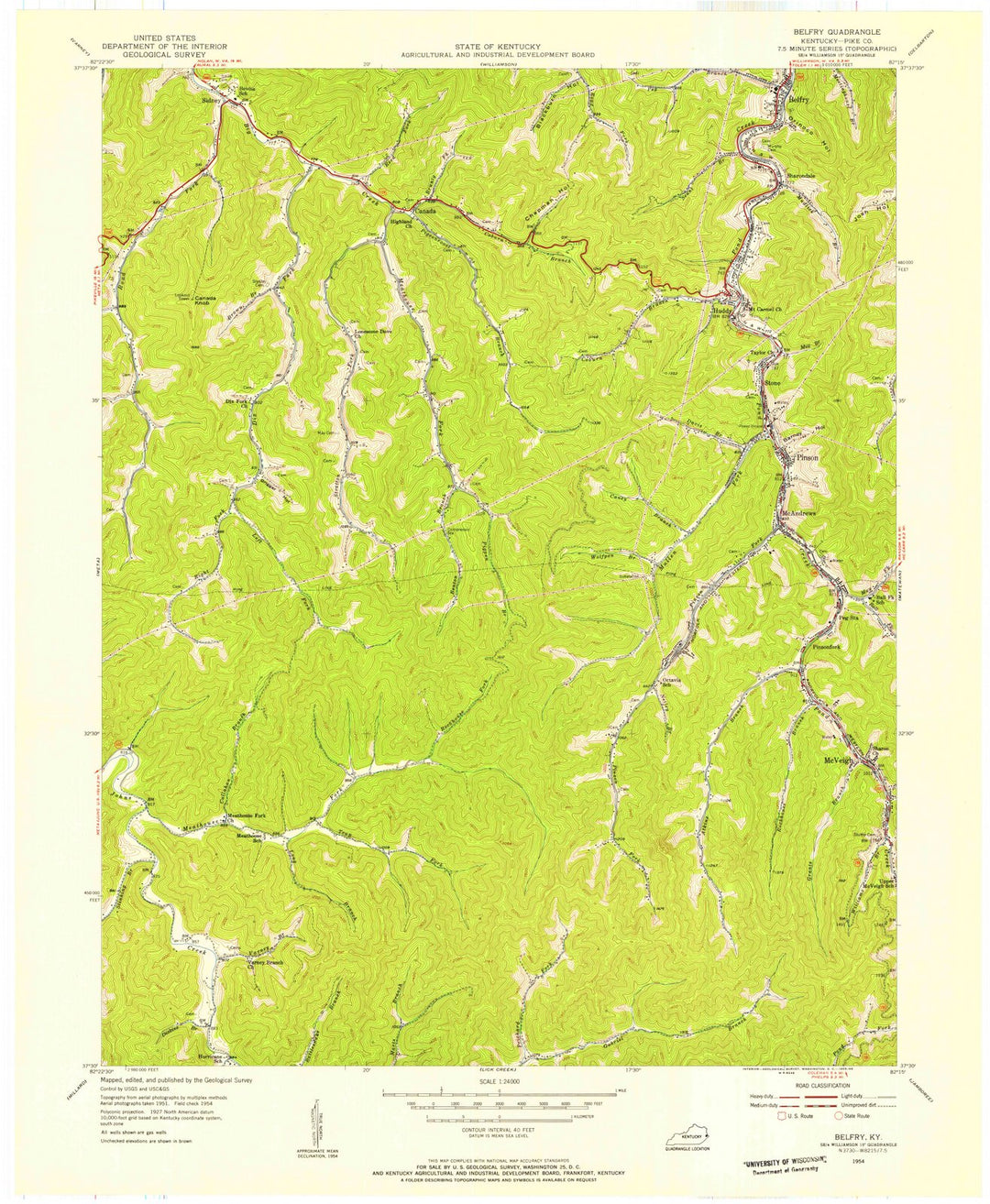 1954 Belfry, KY - Kentucky - USGS Topographic Map