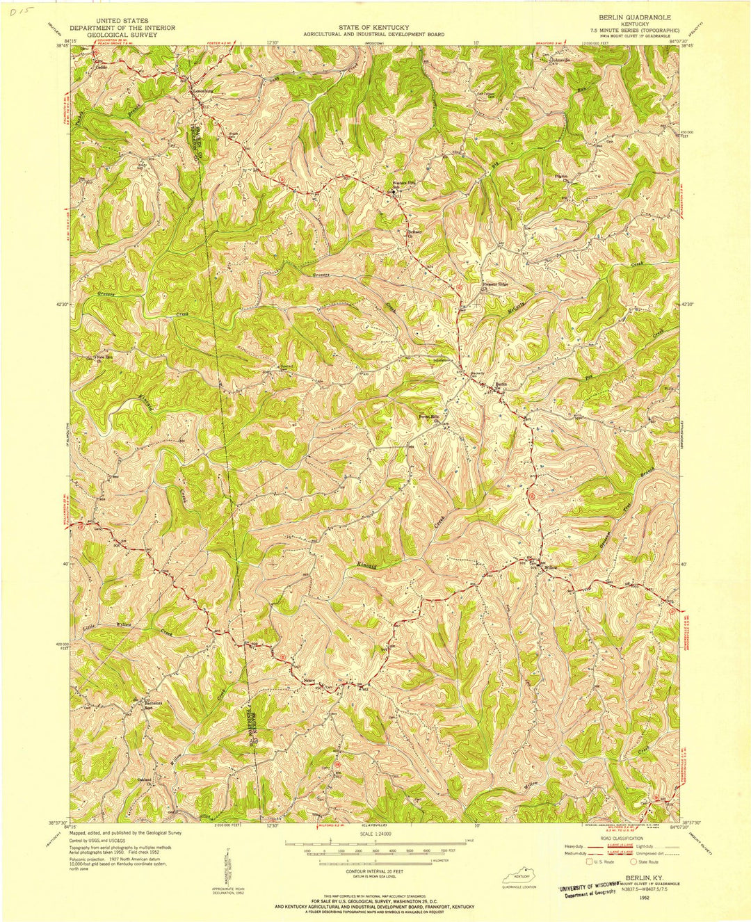 1952 Berlin, KY - Kentucky - USGS Topographic Map