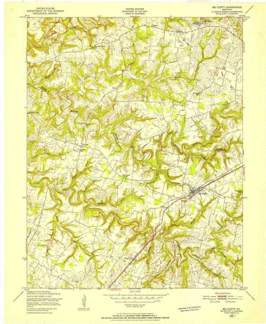 1949 Big Clifty, KY - Kentucky - USGS Topographic Map