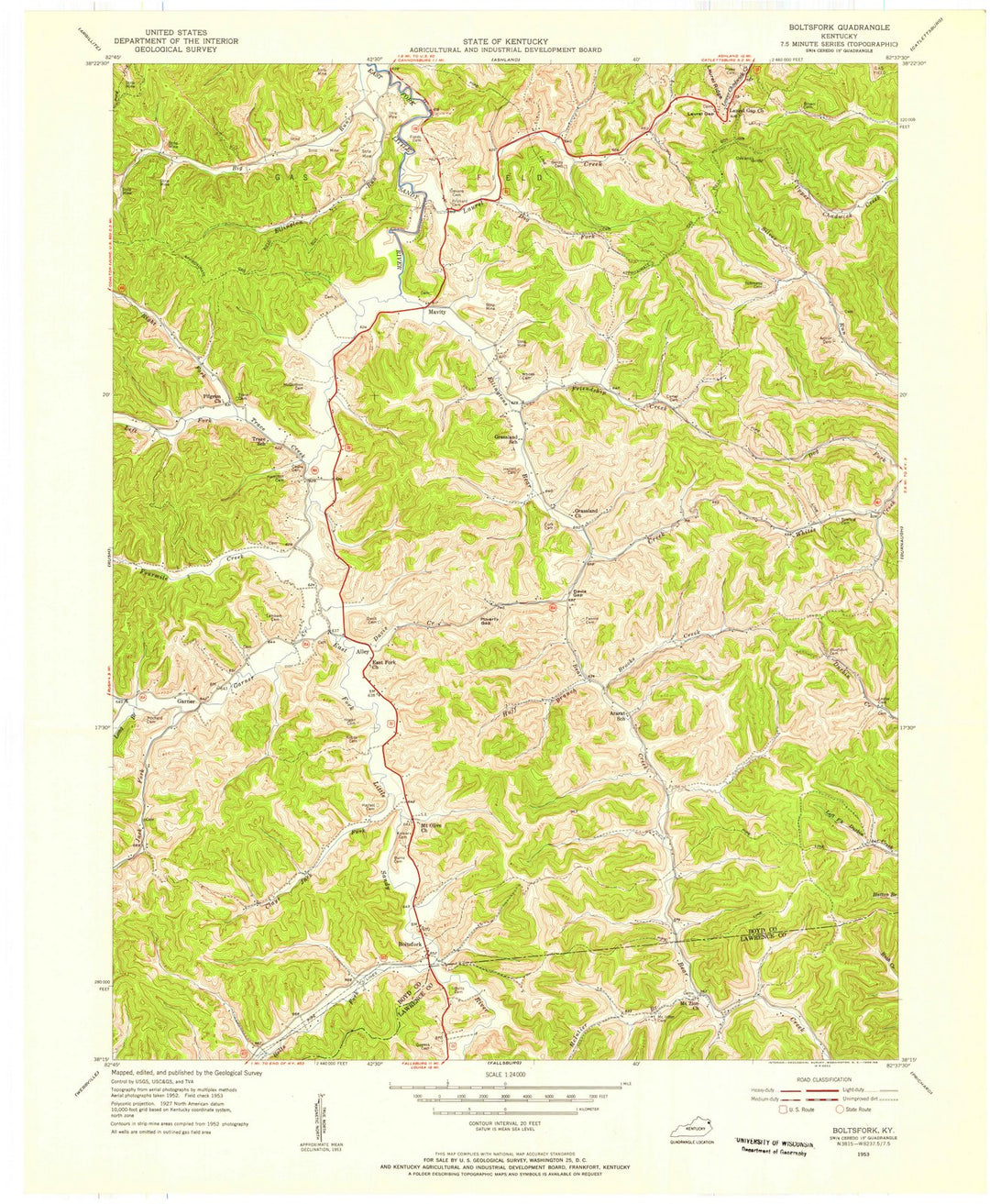 1953 Boltsfork, KY - Kentucky - USGS Topographic Map
