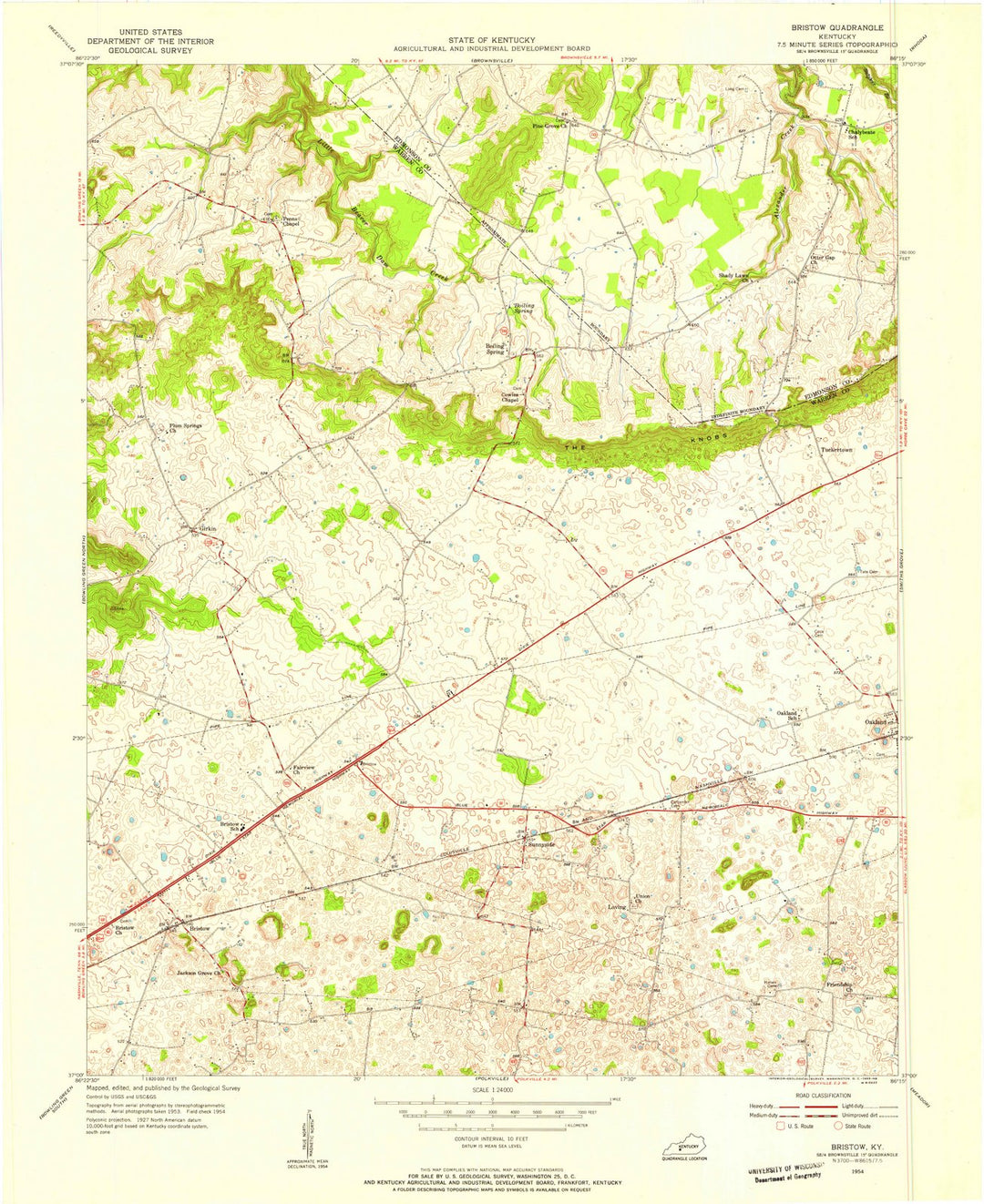 1954 Bristow, KY - Kentucky - USGS Topographic Map