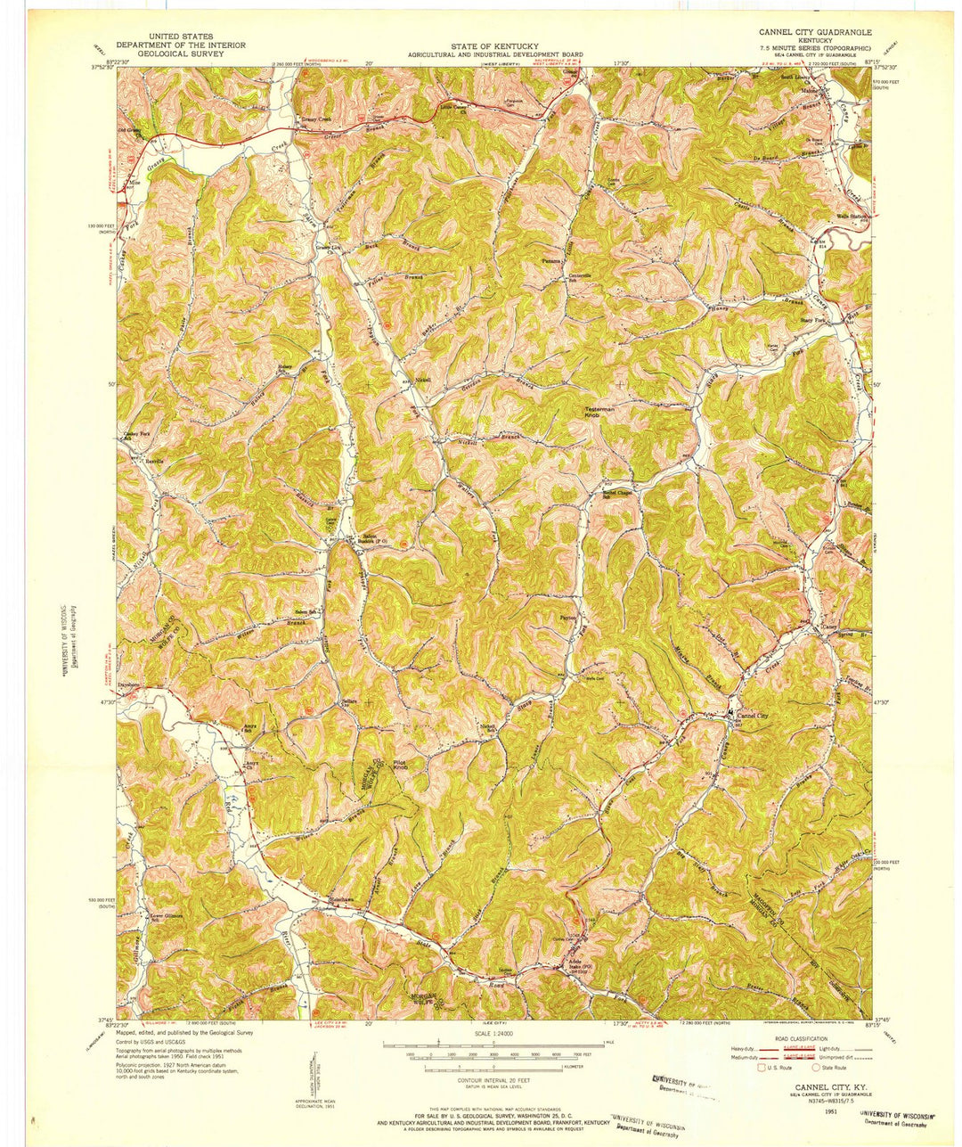 1951 Cannel City, KY - Kentucky - USGS Topographic Map