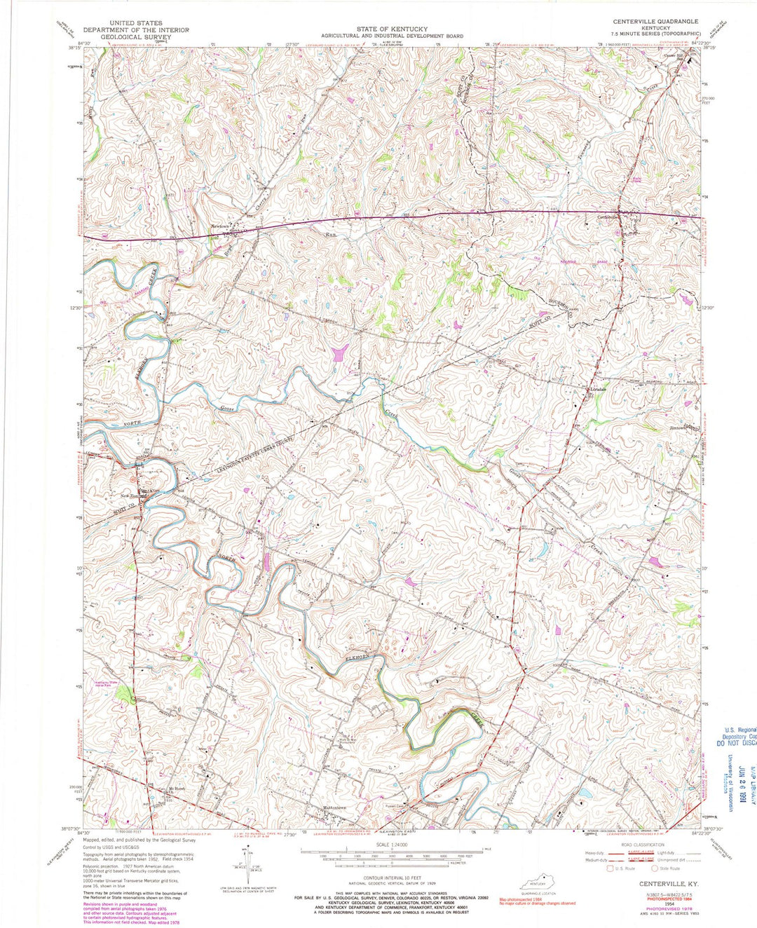 1954 Centerville, KY - Kentucky - USGS Topographic Map
