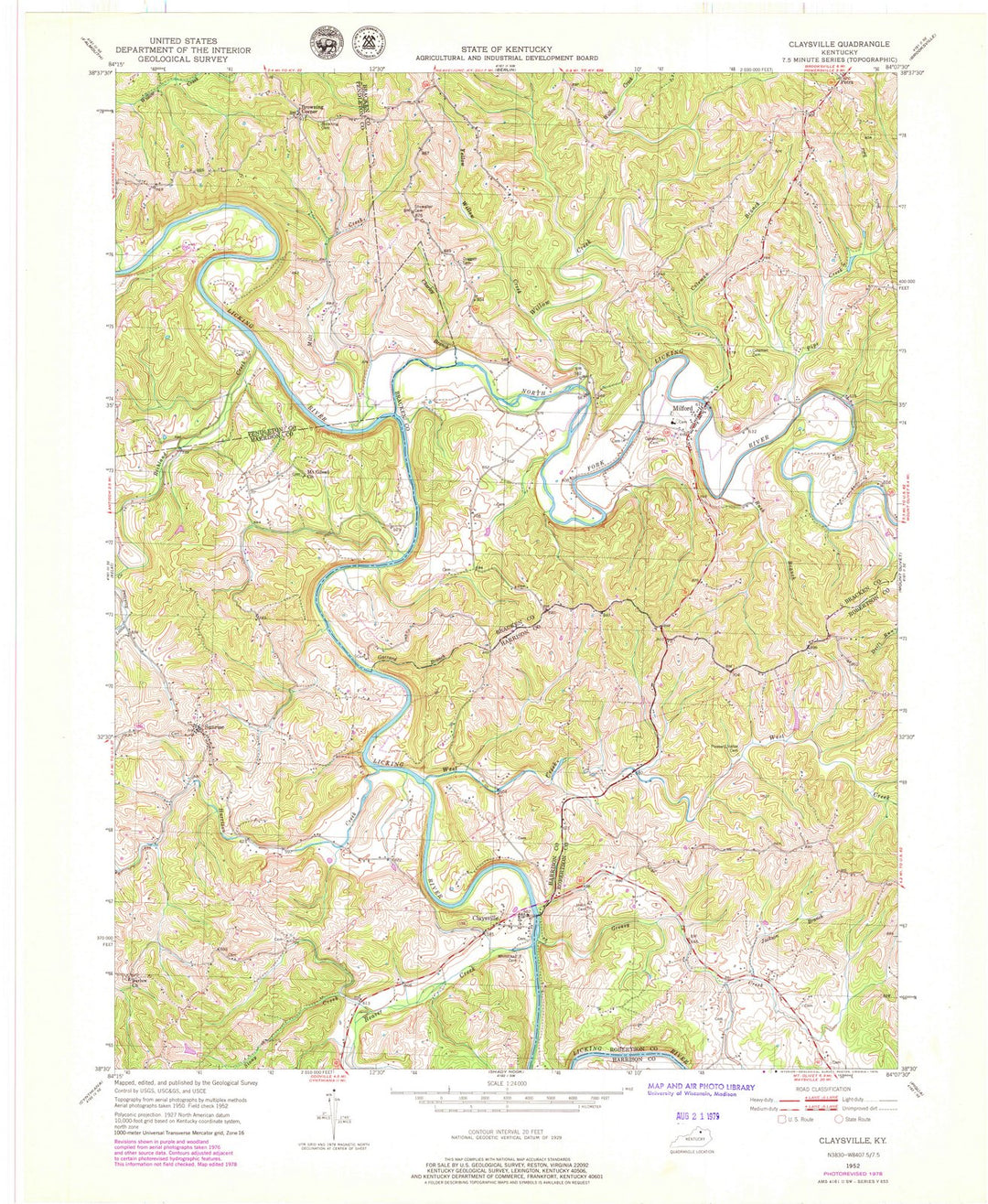 1952 Claysville, KY - Kentucky - USGS Topographic Map