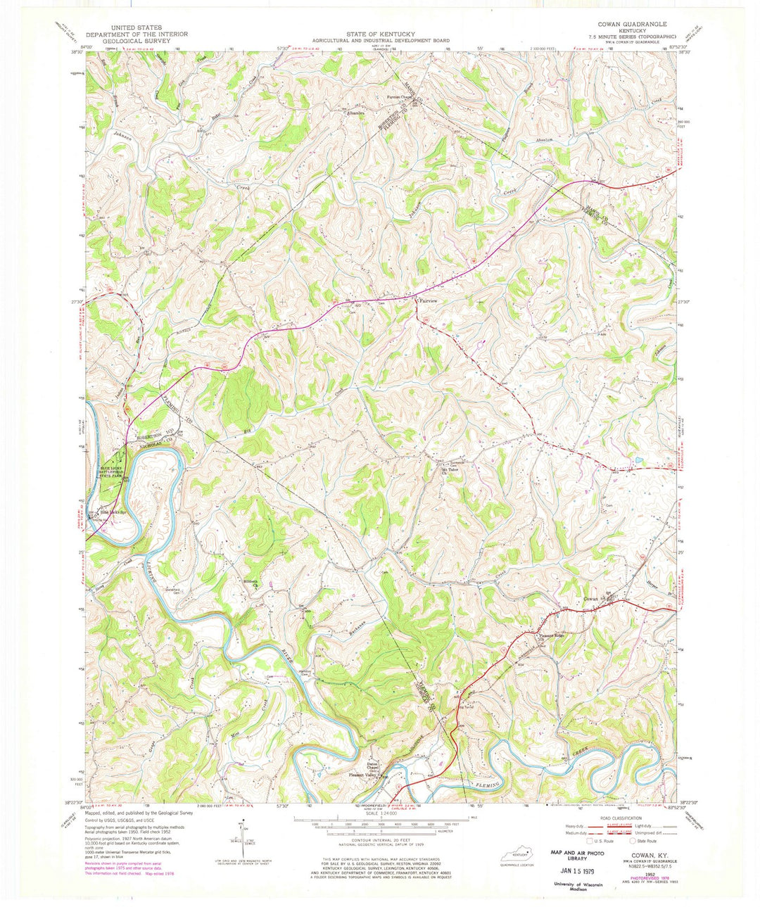 1952 Cowan, KY - Kentucky - USGS Topographic Map