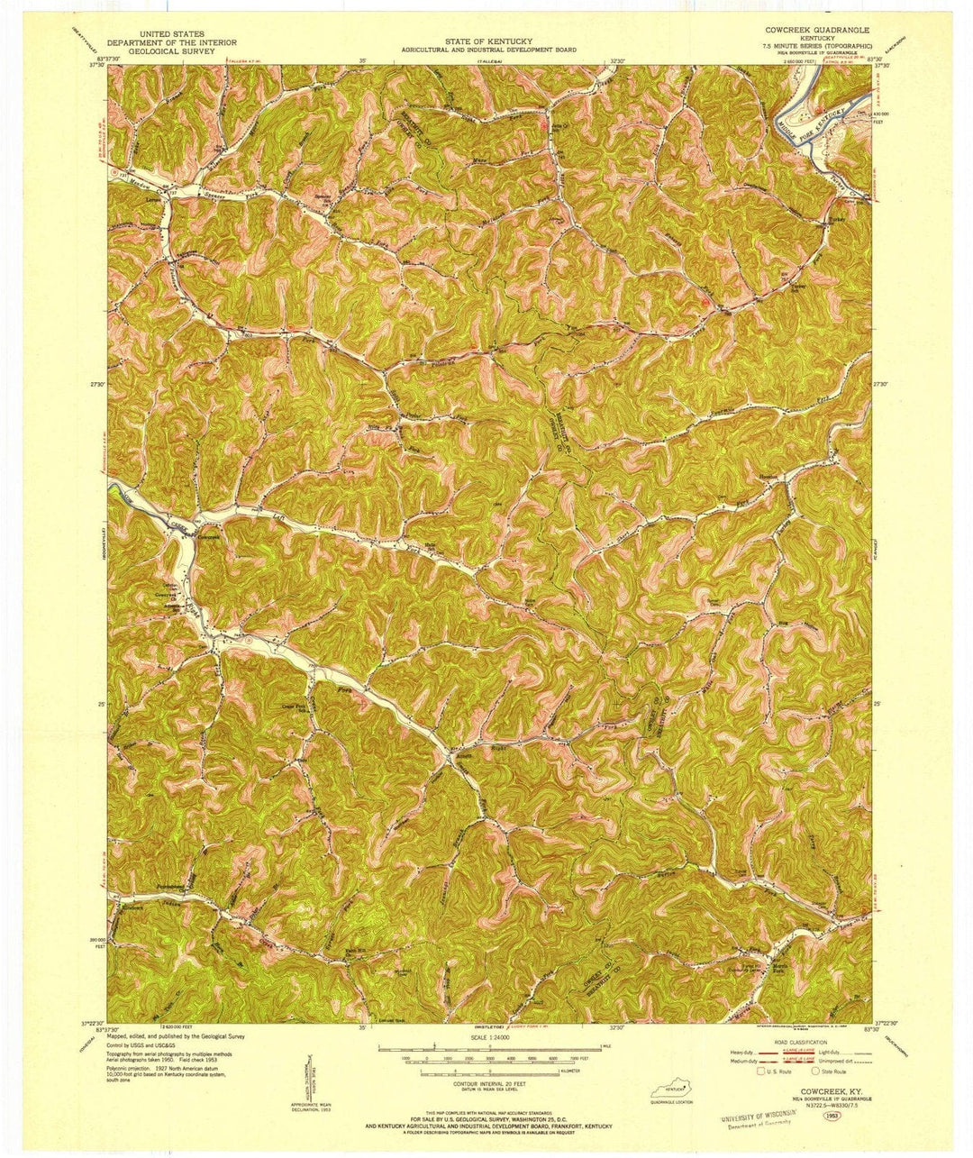 1953 Cowcreek, KY - Kentucky - USGS Topographic Map