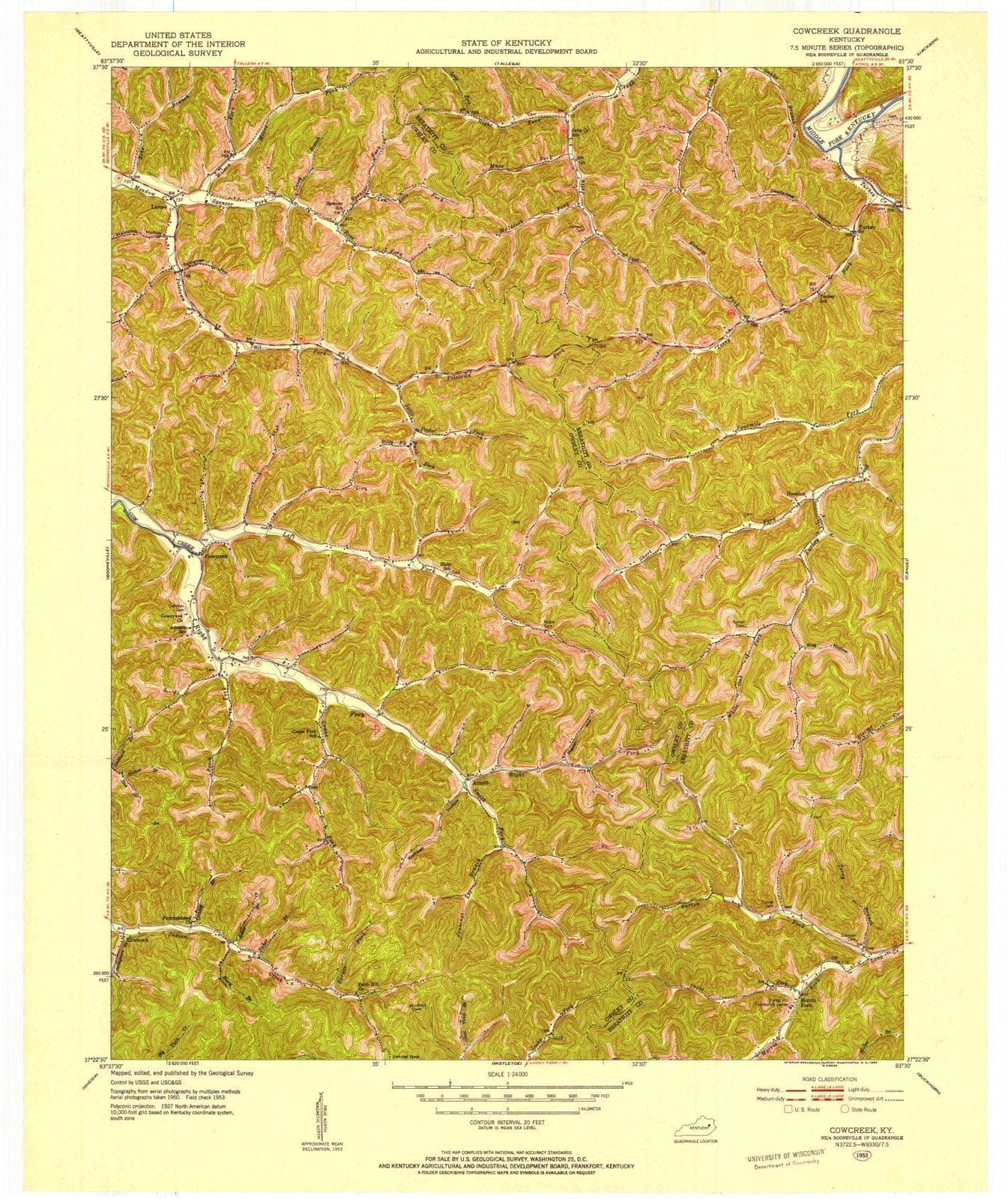 1953 Cowcreek, KY - Kentucky - USGS Topographic Map