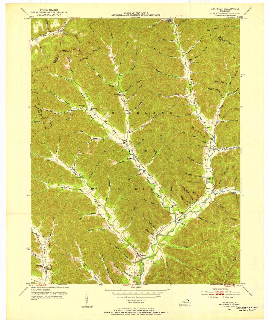 1951 Cranston, KY - Kentucky - USGS Topographic Map