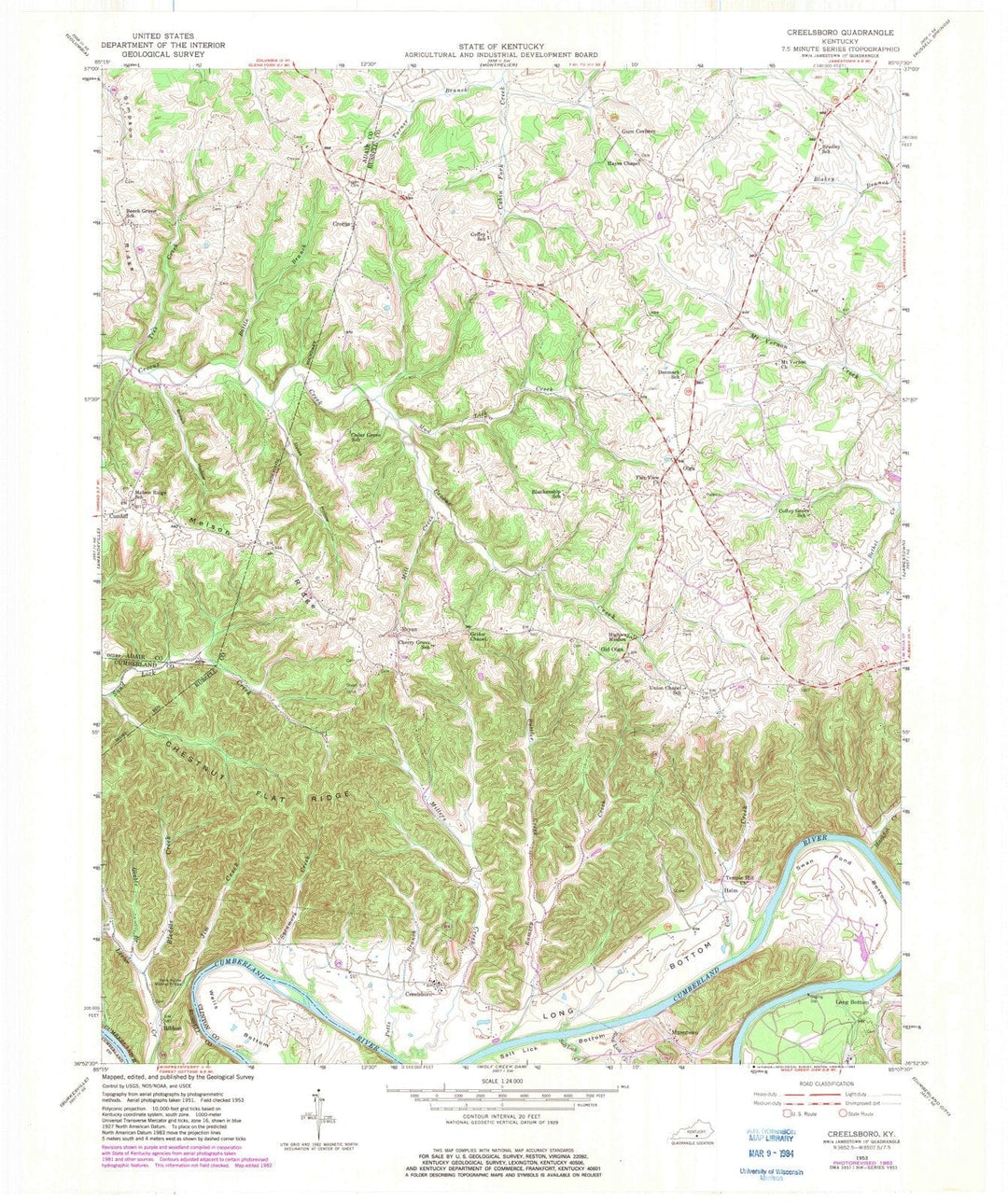 1953 Creelsboro, KY - Kentucky - USGS Topographic Map