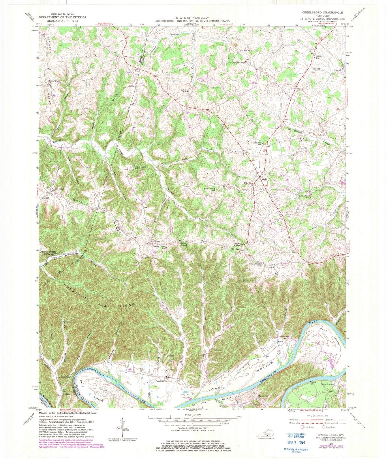 1953 Creelsboro, KY - Kentucky - USGS Topographic Map