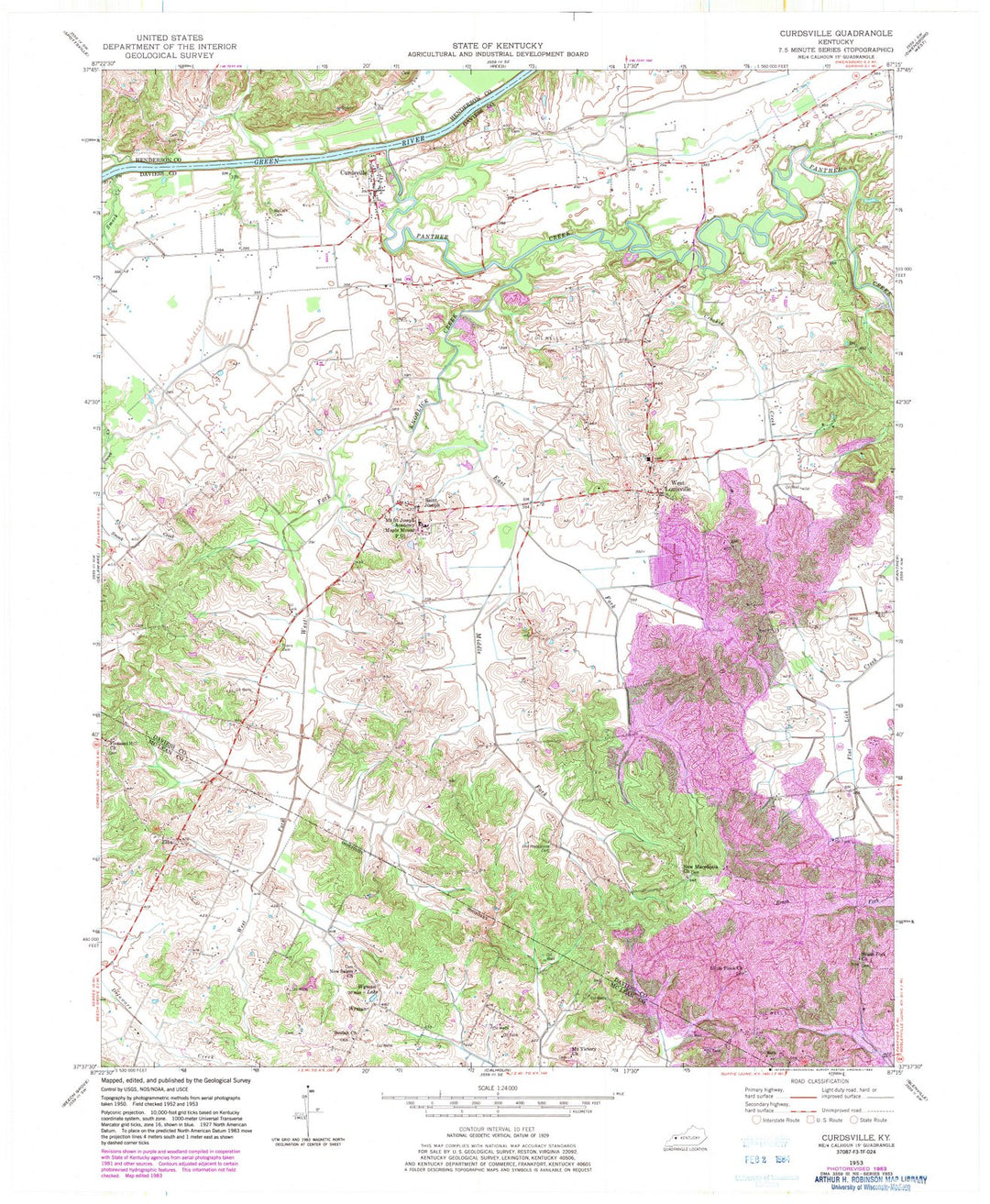 1953 Curdsville, KY - Kentucky - USGS Topographic Map