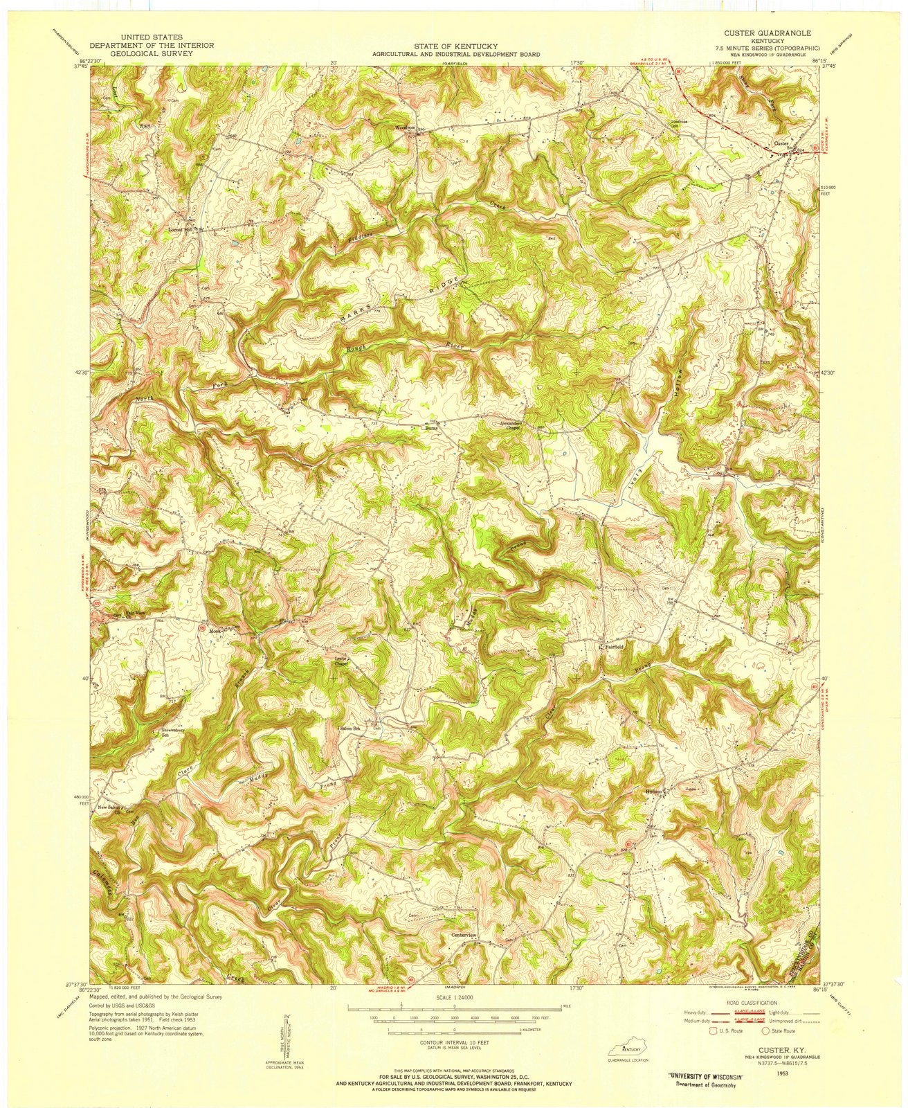 1953 Custer, KY - Kentucky - USGS Topographic Map