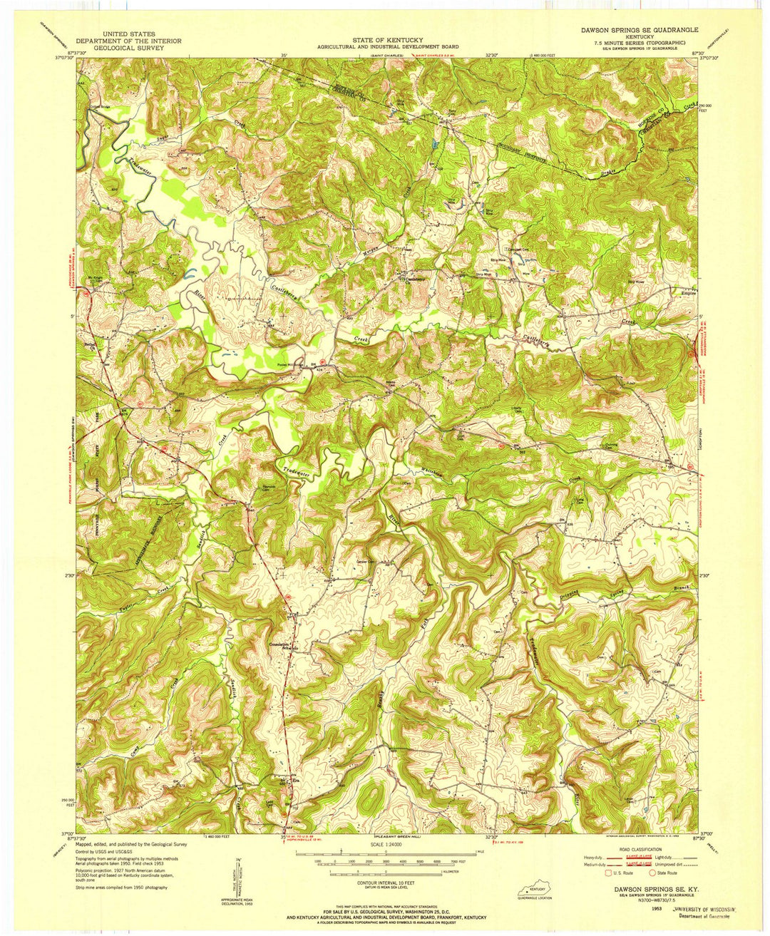 1953 Dawson Springs, KY - Kentucky - USGS Topographic Map