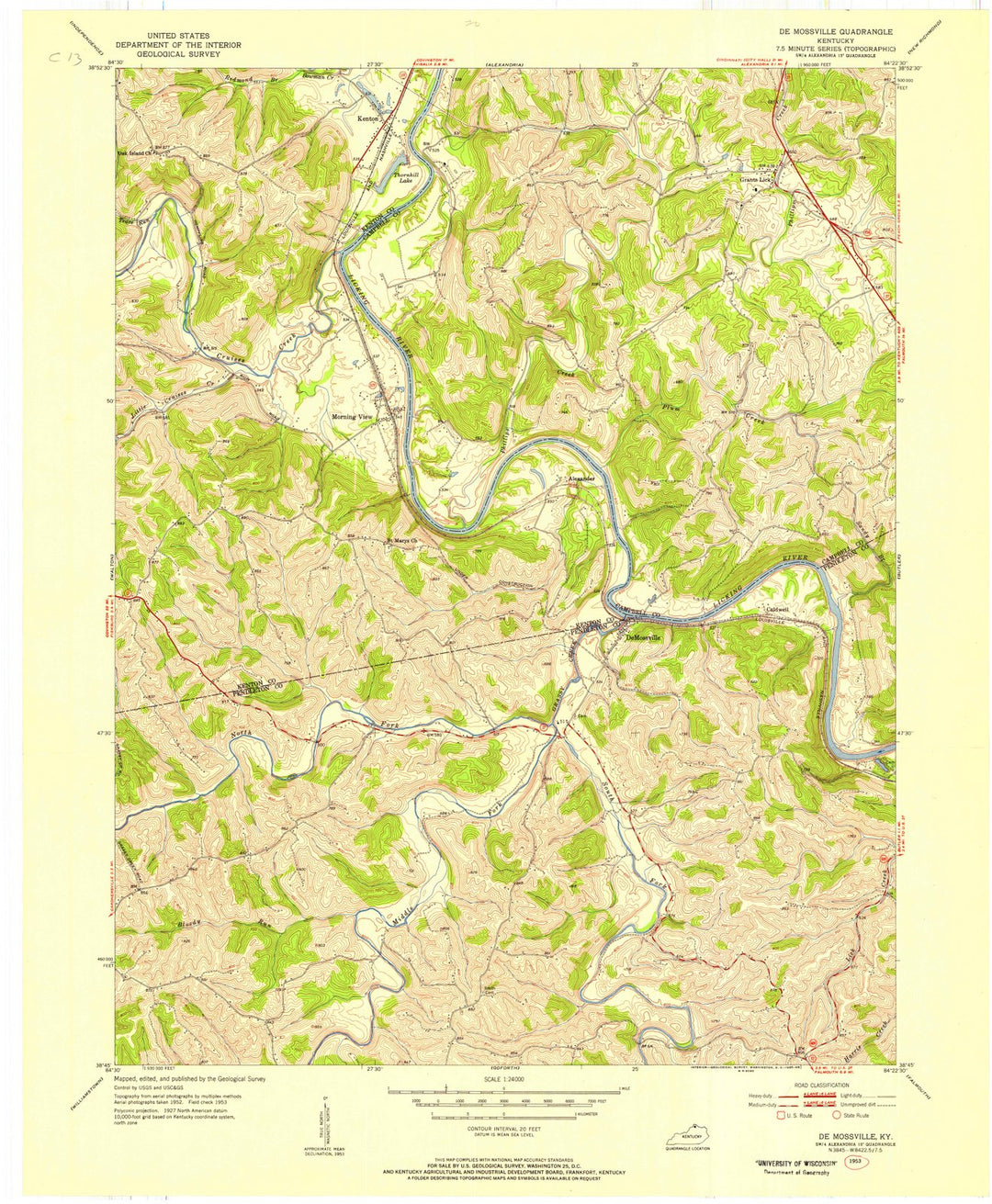 1953 De Mossville, KY - Kentucky - USGS Topographic Map