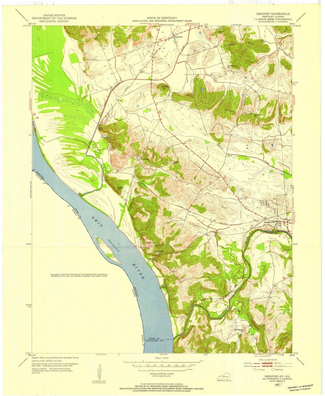 1953 Dekoven, KY - Kentucky - USGS Topographic Map
