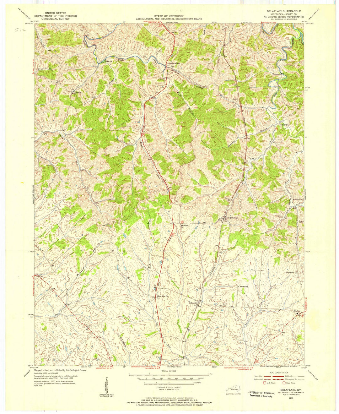 1953 Delaplain, KY - Kentucky - USGS Topographic Map