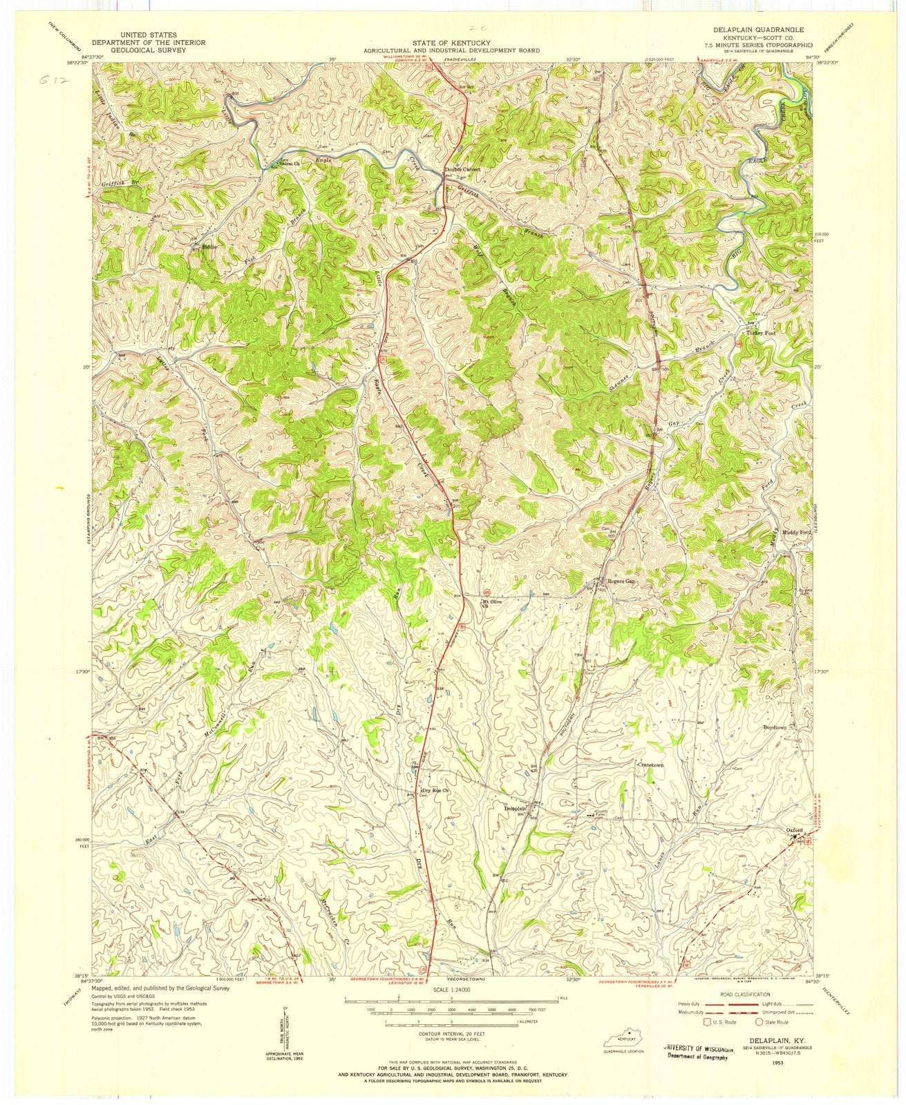 1953 Delaplain, KY - Kentucky - USGS Topographic Map