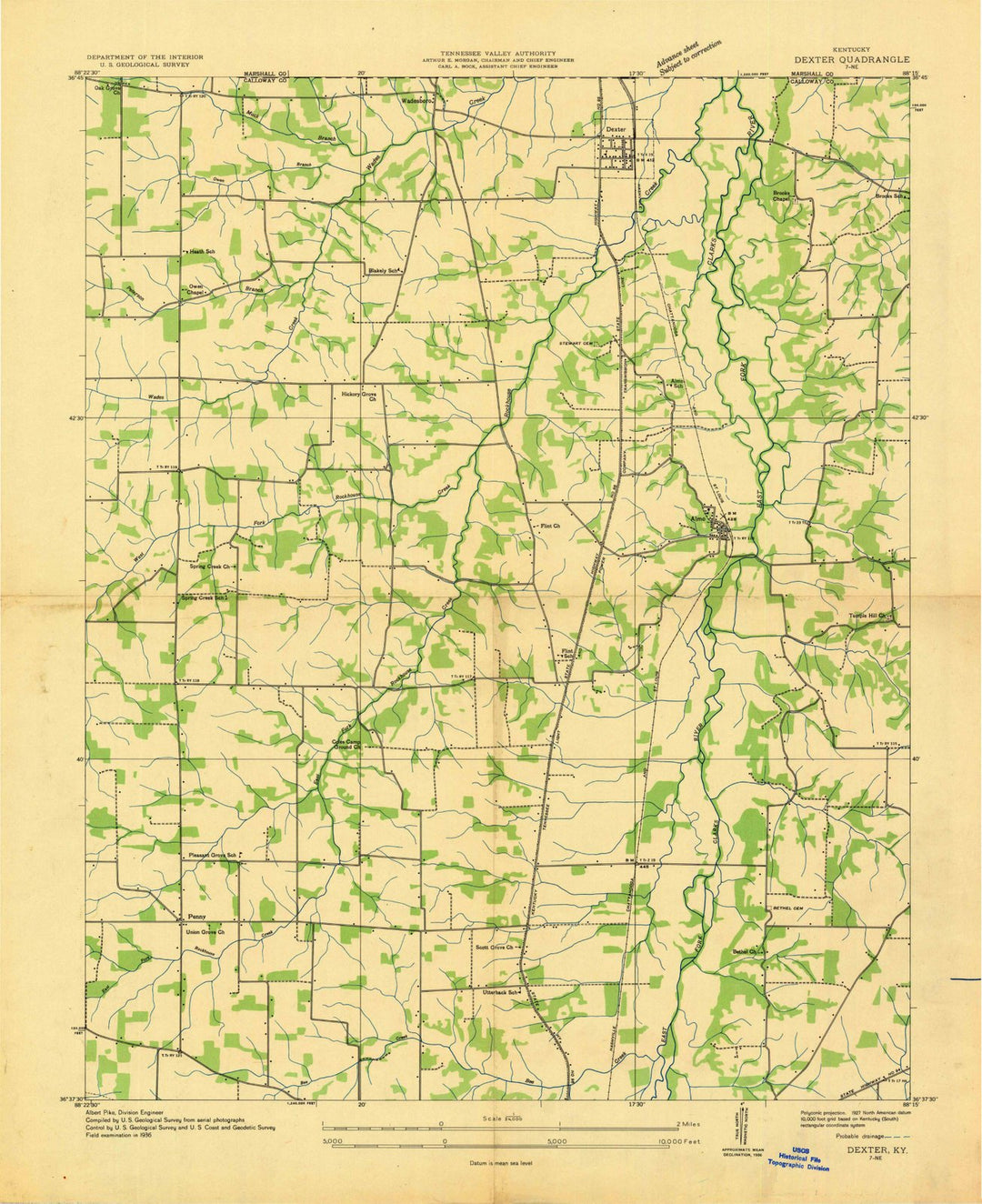 1936 Dexter, KY - Kentucky - USGS Topographic Map