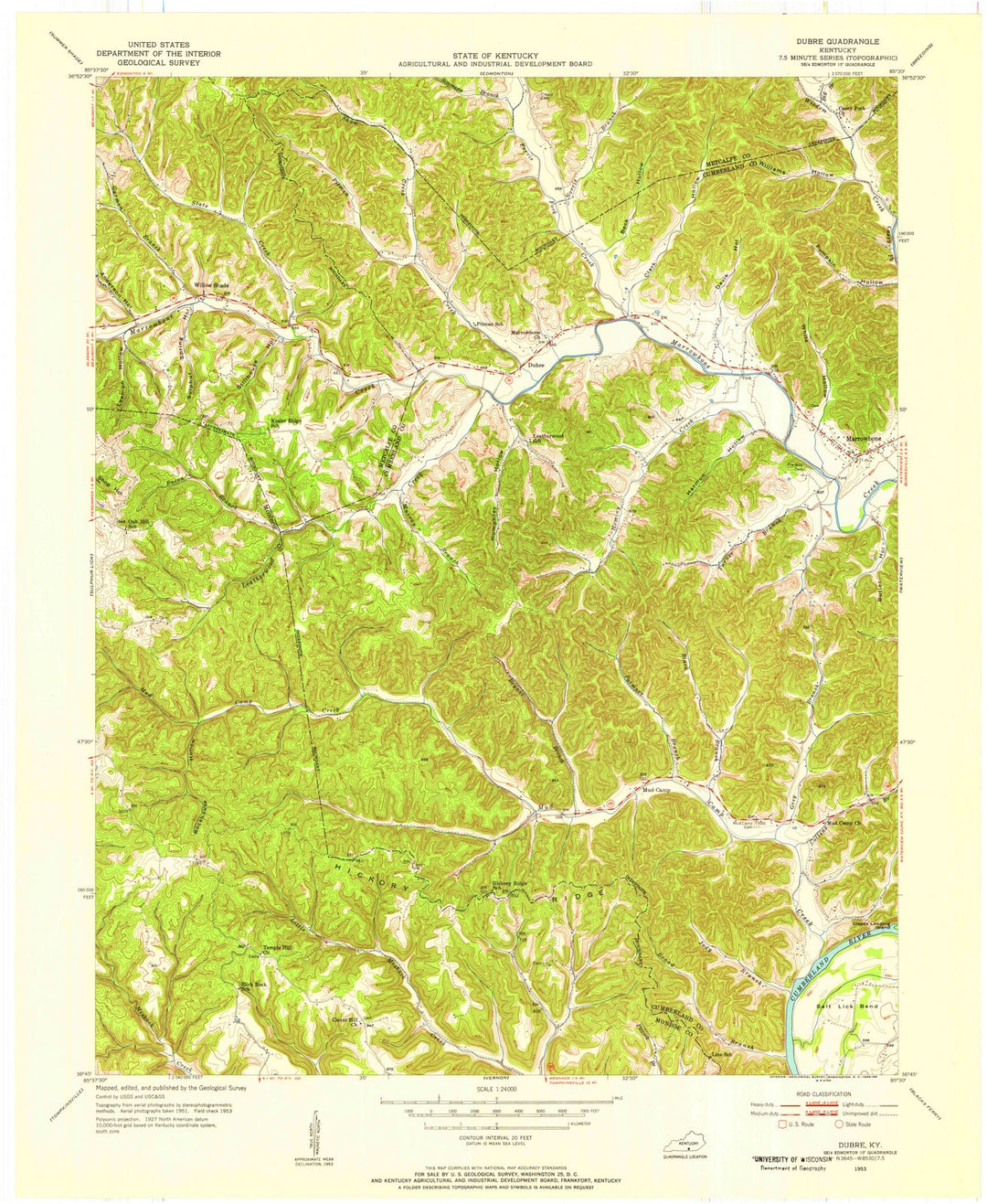 1953 Dubre, KY - Kentucky - USGS Topographic Map