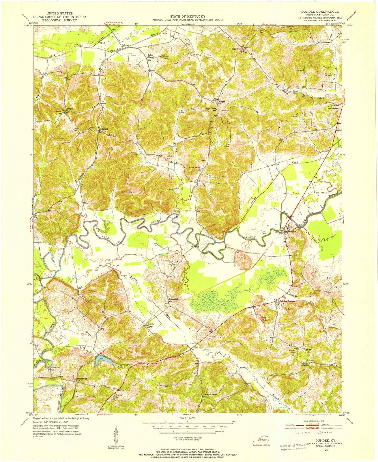 1953 Dundee, KY - Kentucky - USGS Topographic Map
