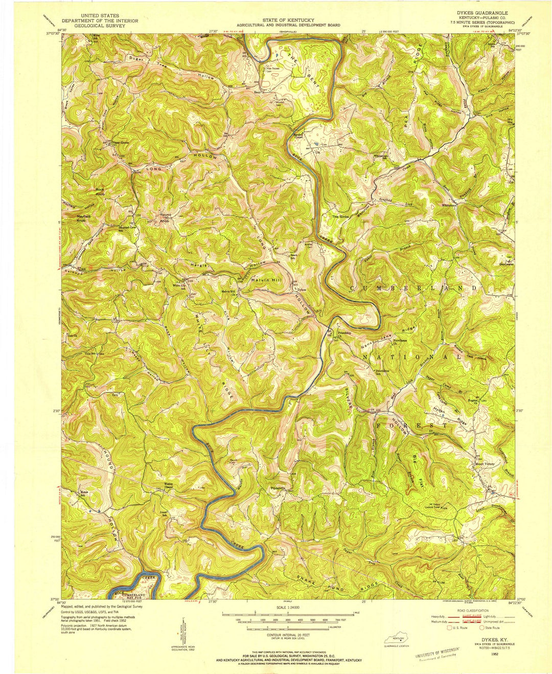 1952 Dykes, KY - Kentucky - USGS Topographic Map