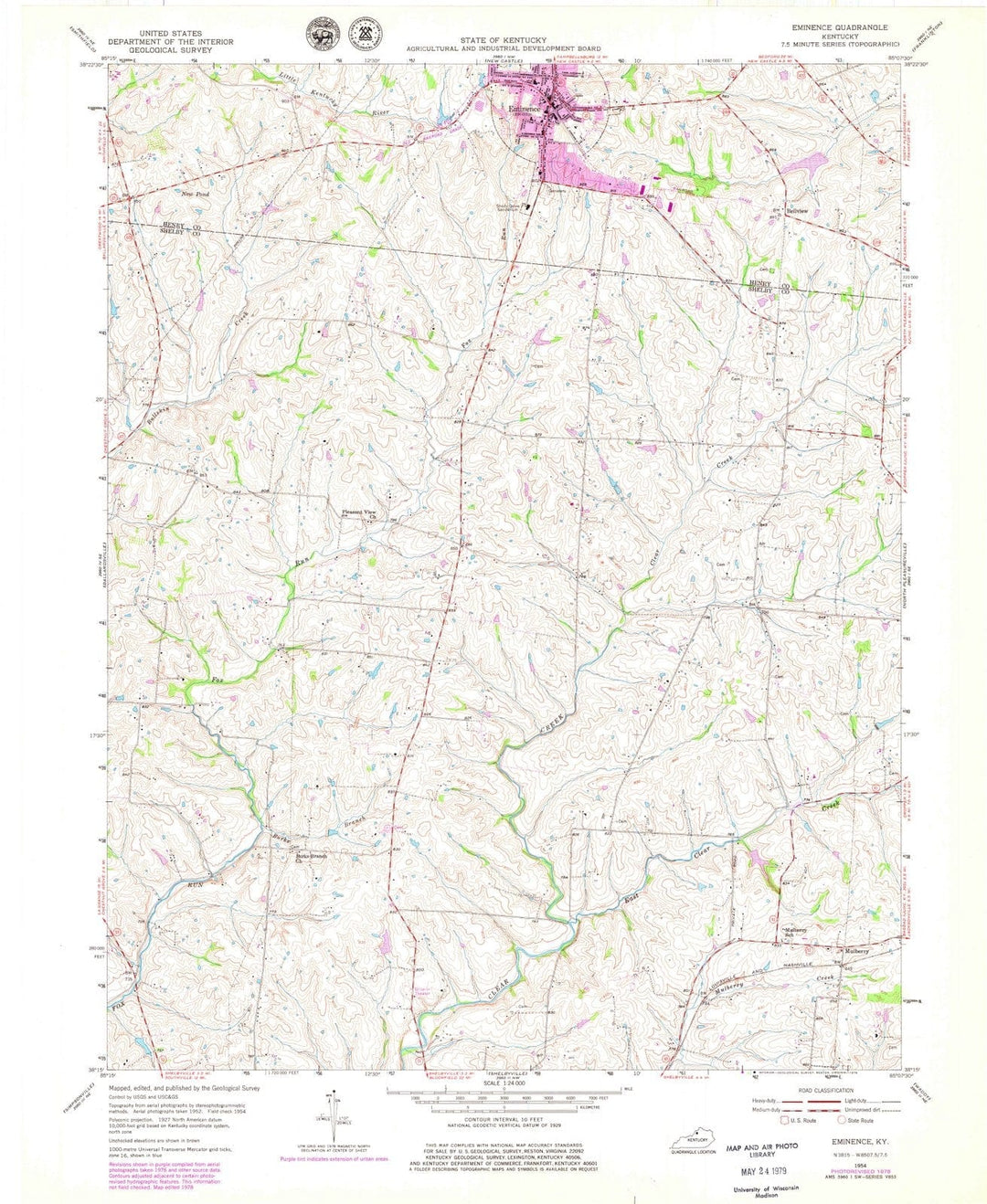 1954 Eminence, KY - Kentucky - USGS Topographic Map