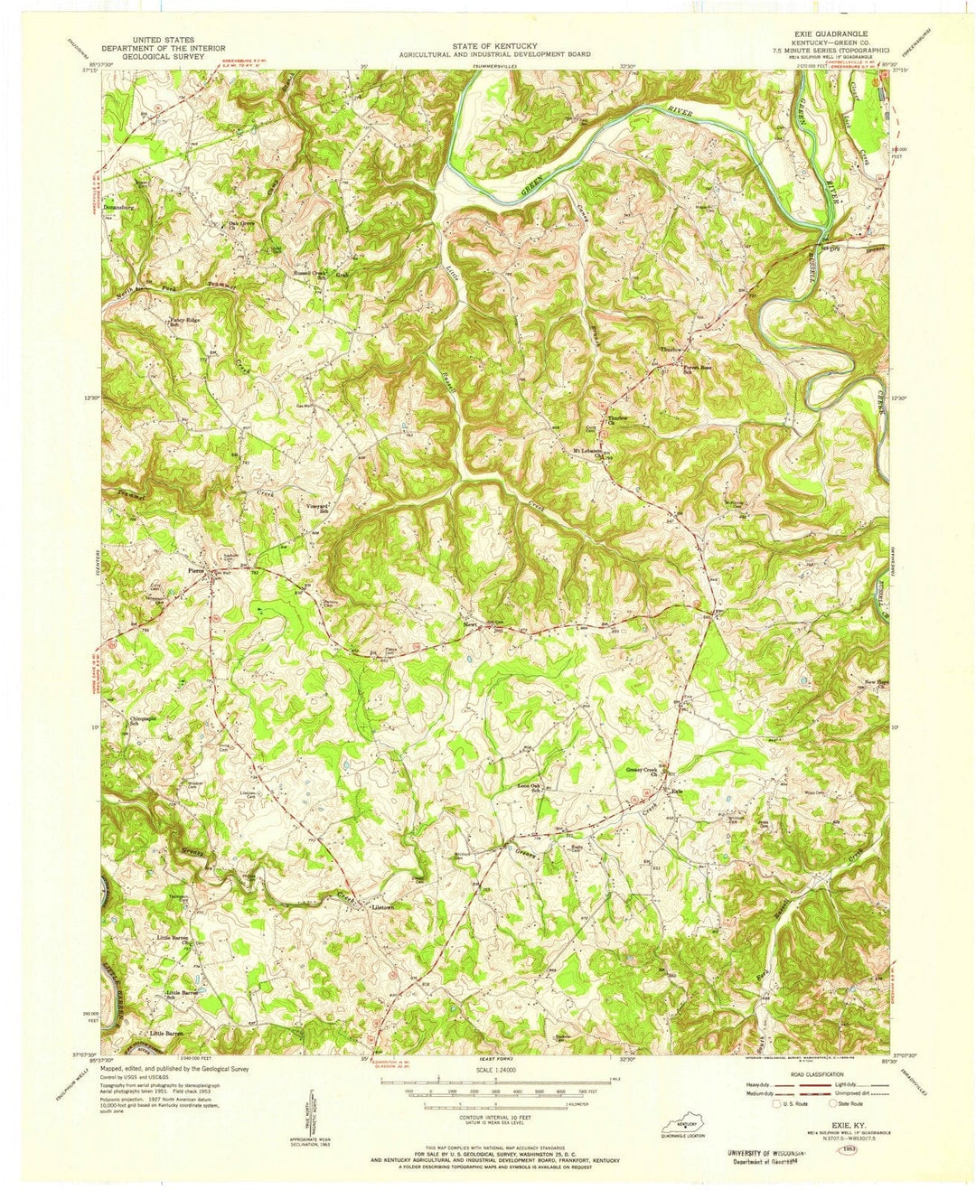 1953 Exie, KY - Kentucky - USGS Topographic Map