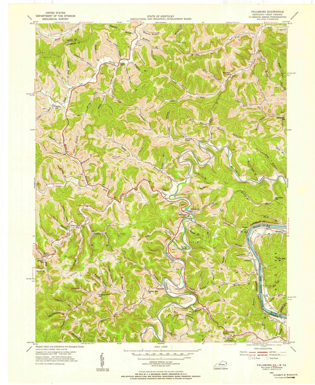 1953 Fallsburg, KY - Kentucky - USGS Topographic Map