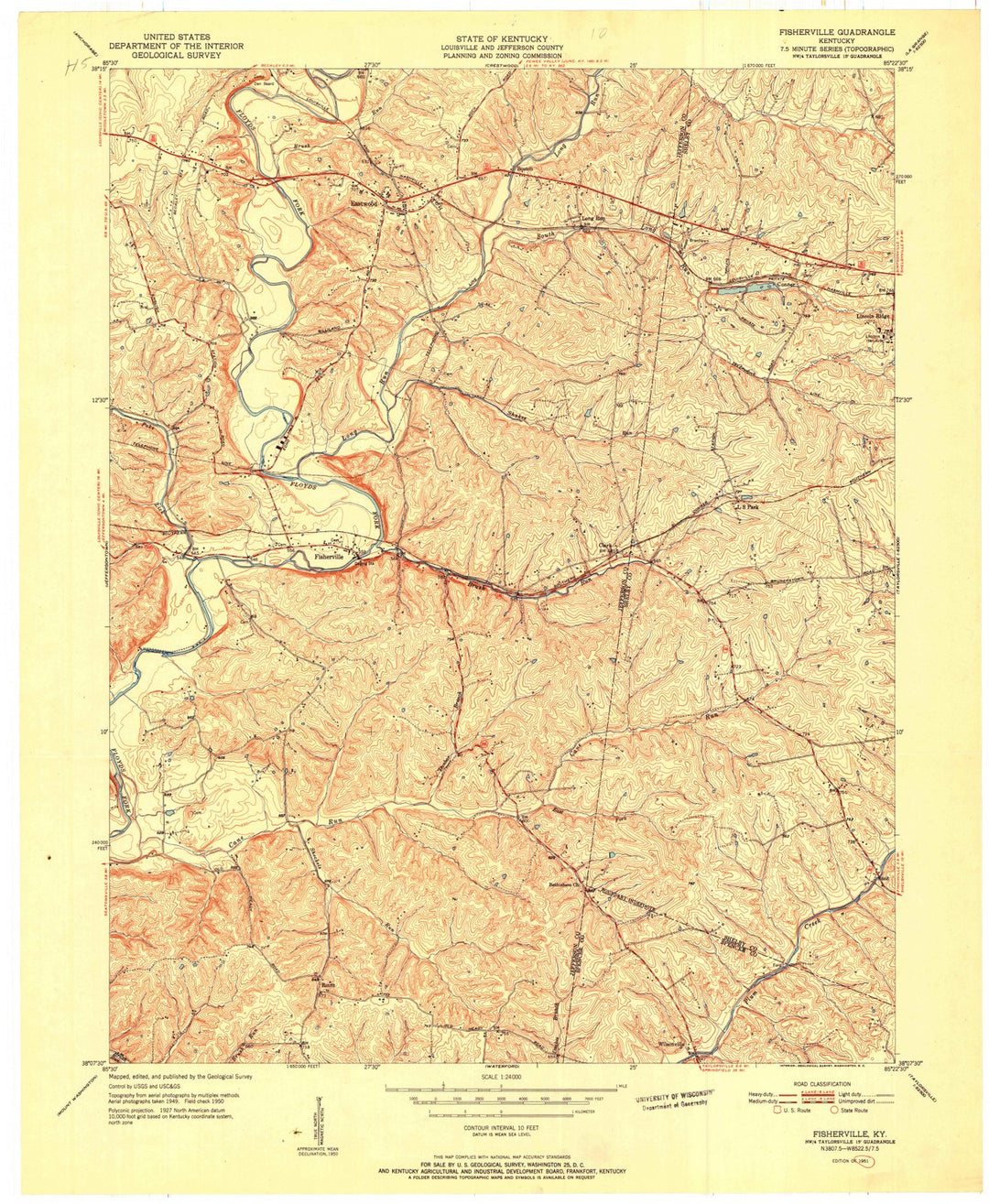 1951 Fisherville, KY - Kentucky - USGS Topographic Map
