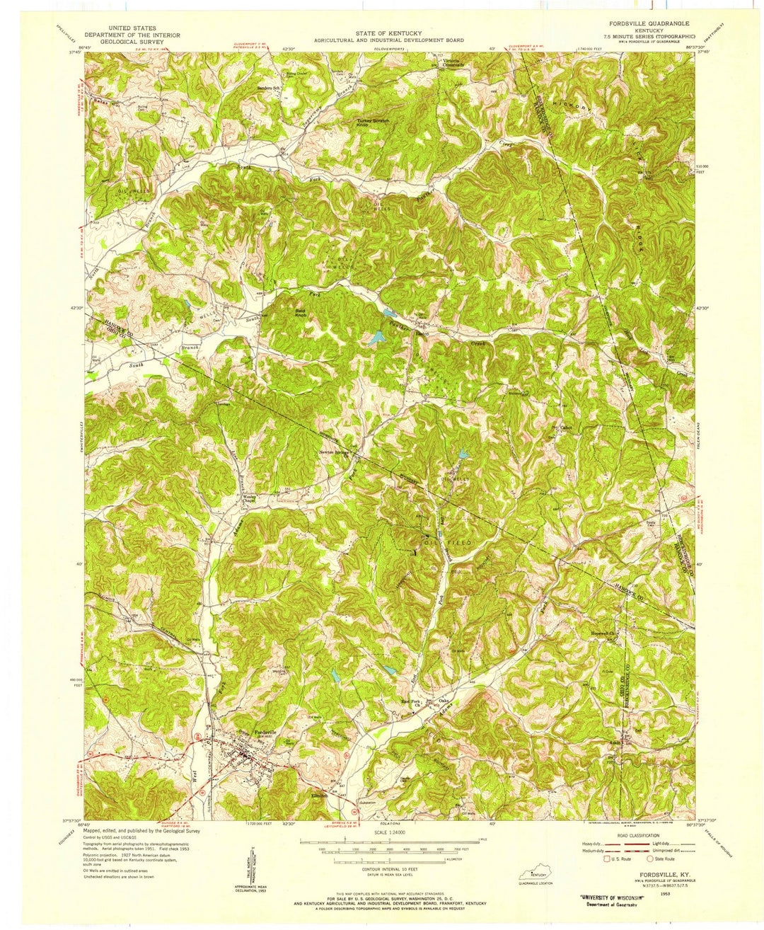 1953 Fordsville, KY - Kentucky - USGS Topographic Map