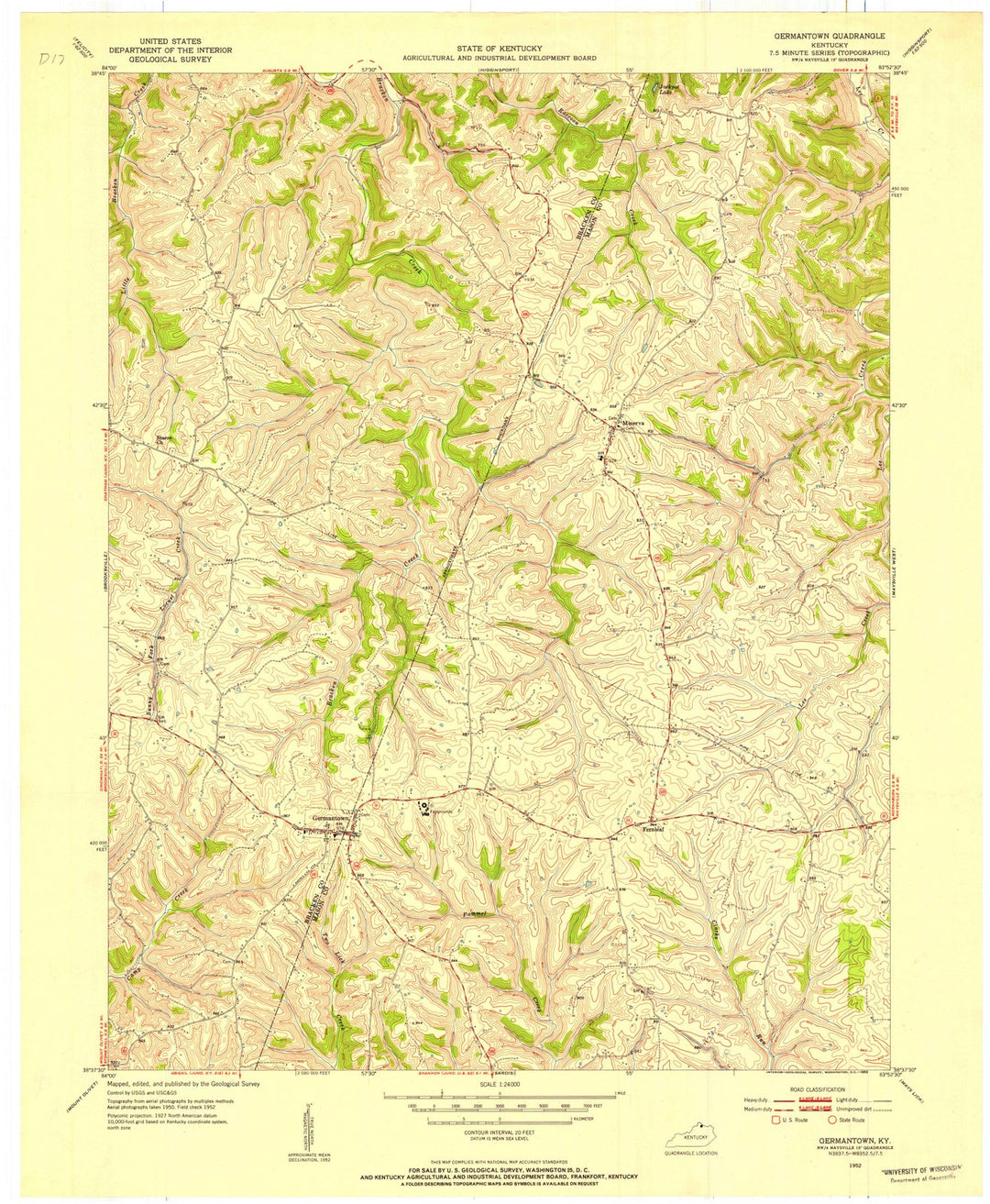 1952 Germantown, KY - Kentucky - USGS Topographic Map