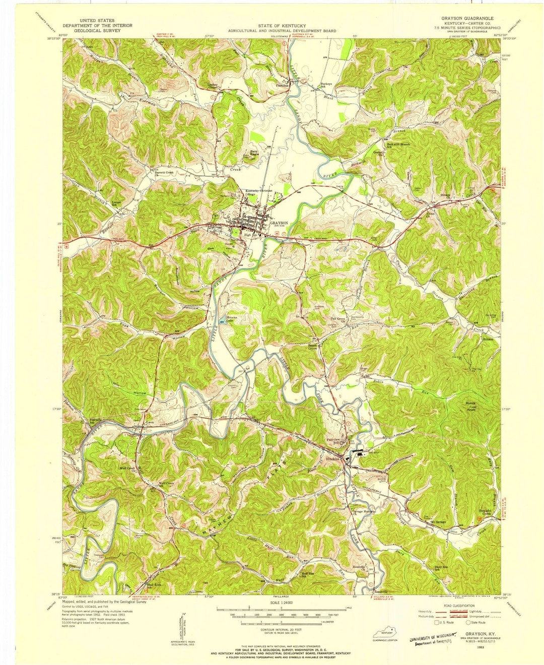 1953 Grayson, KY - Kentucky - USGS Topographic Map
