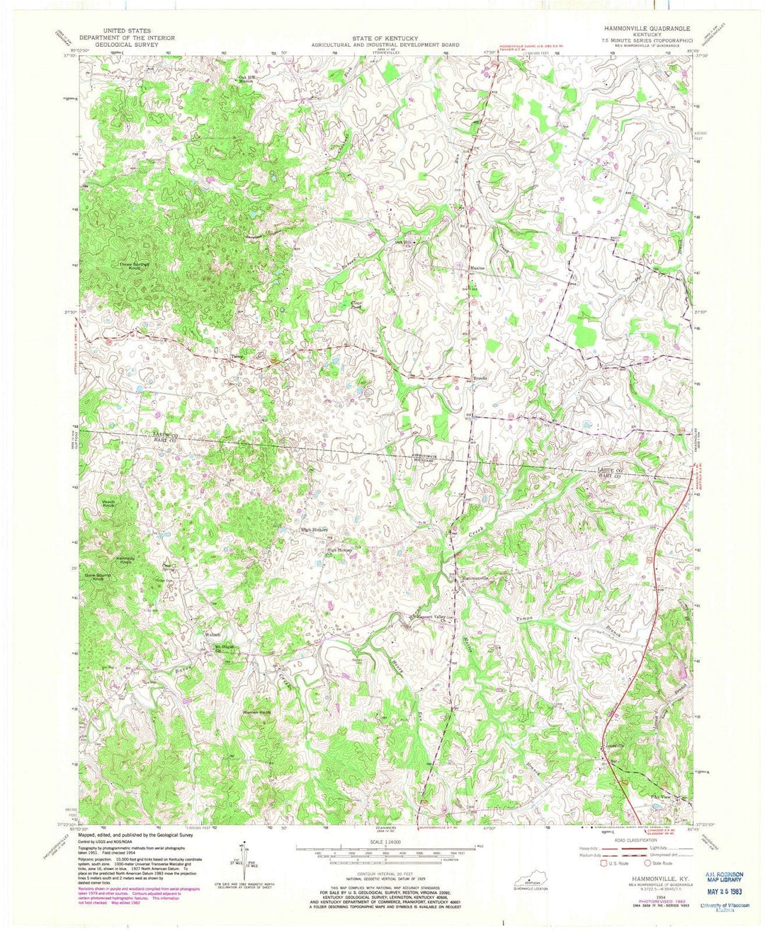 1954 Hammonville, KY - Kentucky - USGS Topographic Map