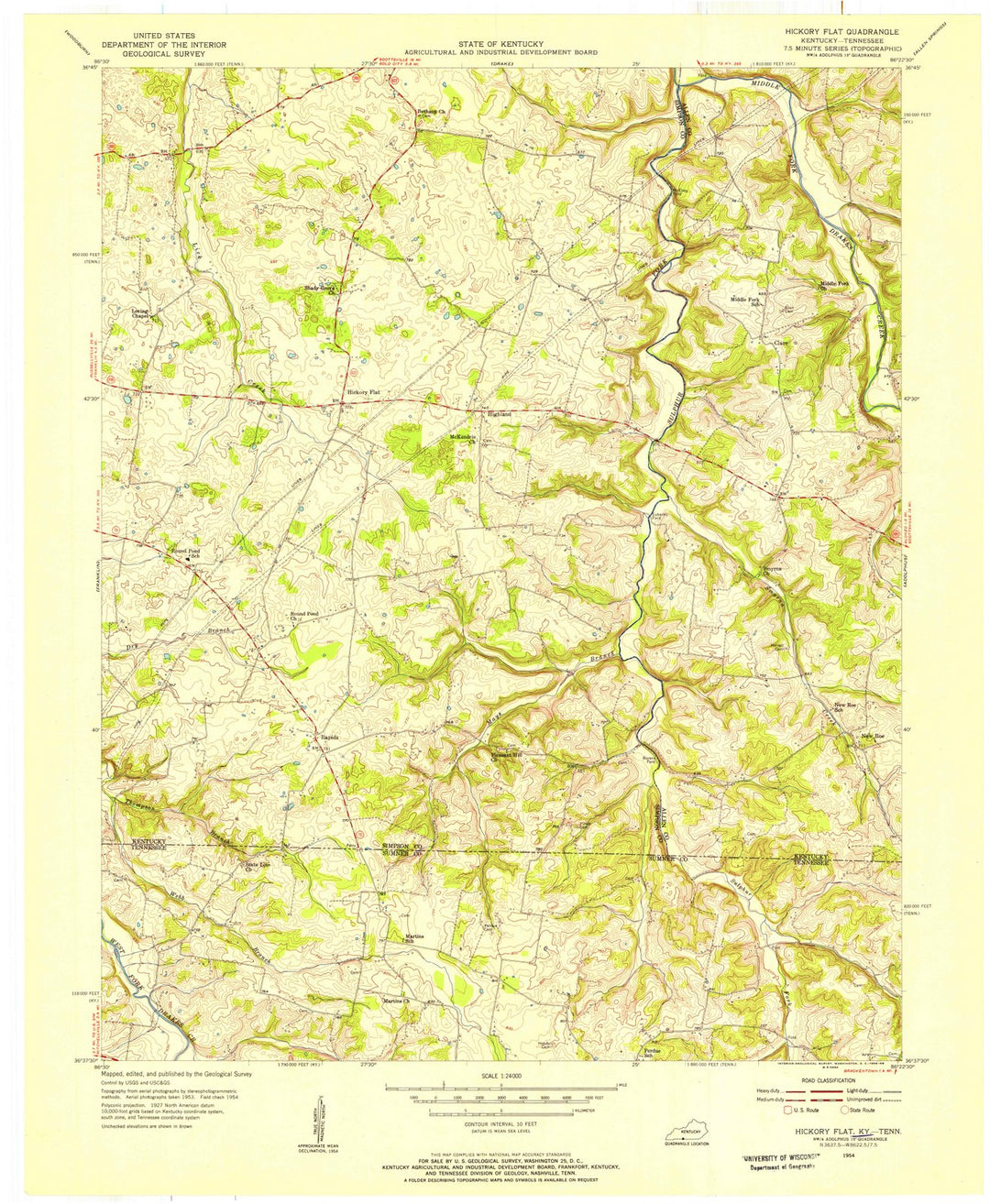 1954 Hickory Flat, KY - Kentucky - USGS Topographic Map