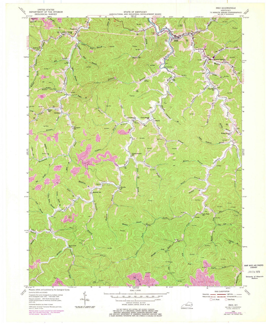 1954 Inez, KY - Kentucky - USGS Topographic Map
