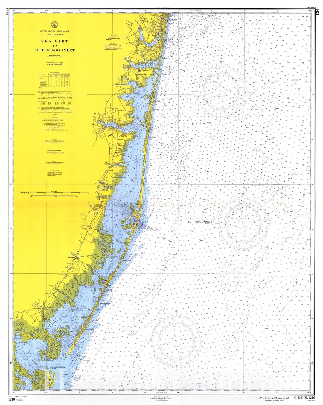 Historic Nautical Map Sea Girt To Little Egg Inlet, 1957 NOAA Chart