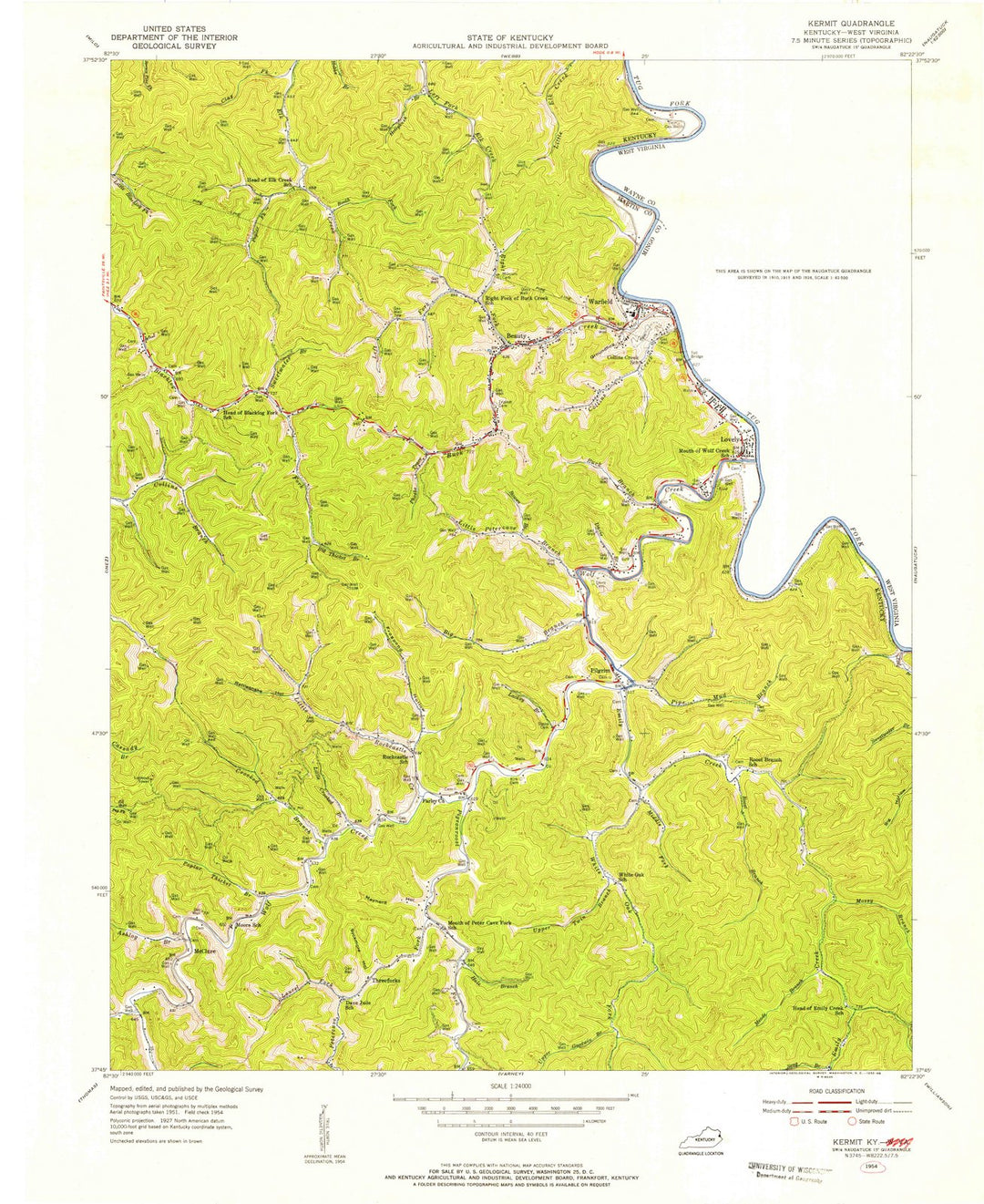 1954 Kermit, WV - West Virginia - USGS Topographic Map