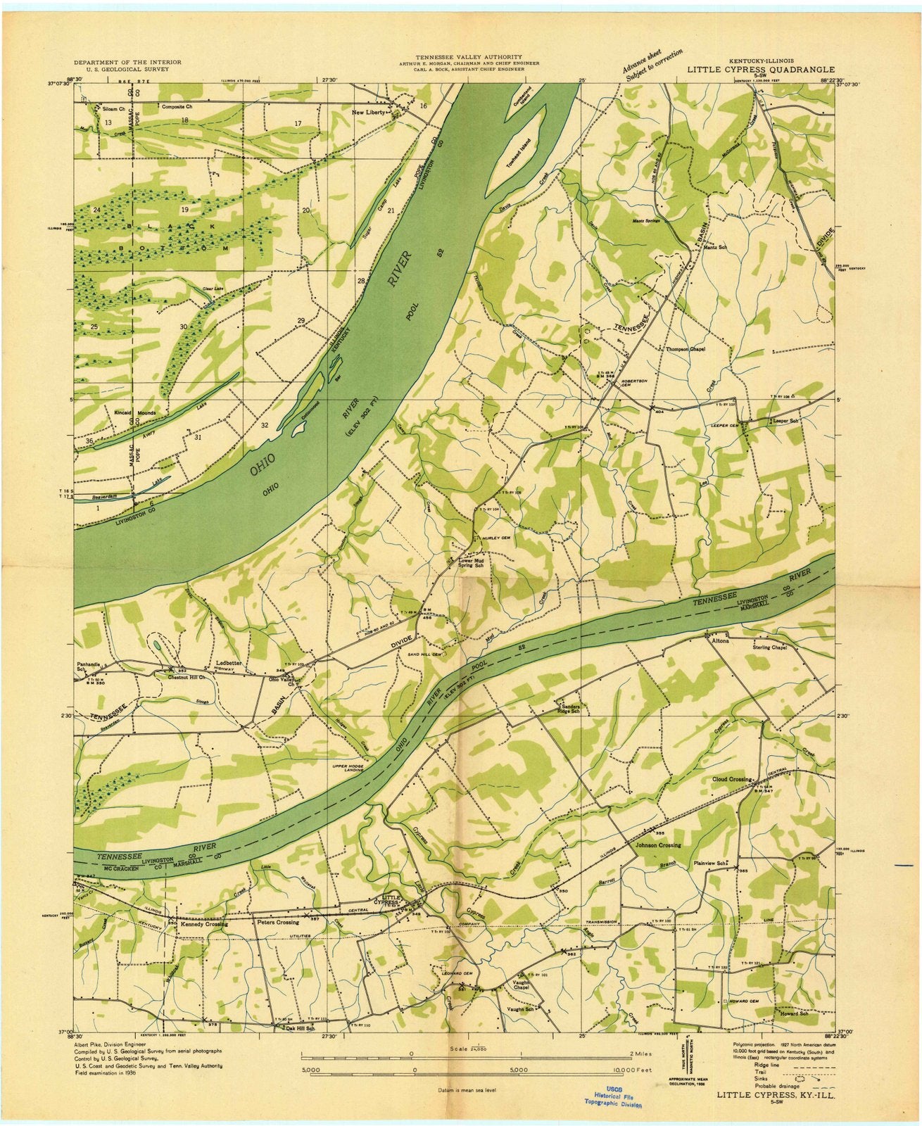 1936 Little Cypress, KY - Kentucky - USGS Topographic Map